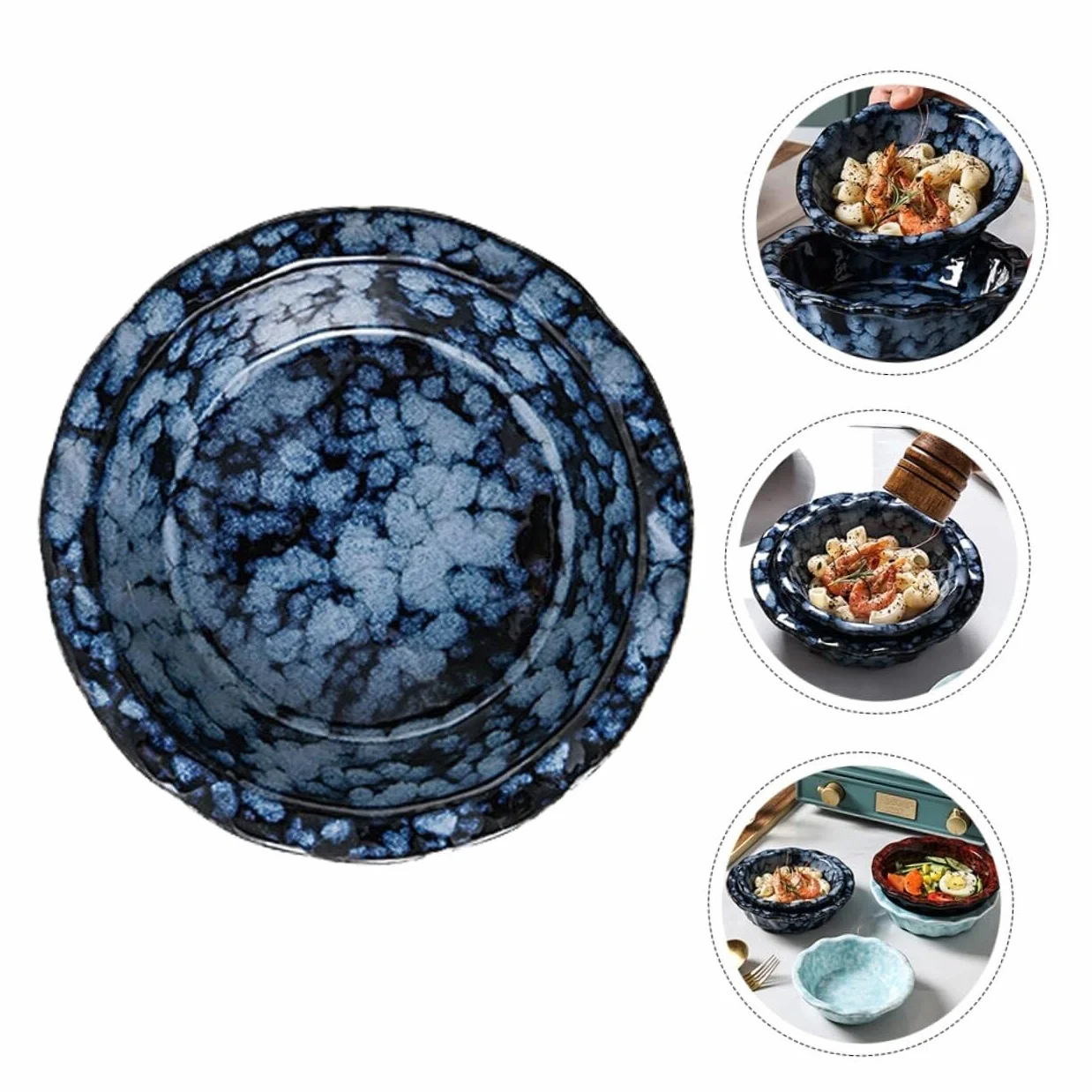 CFWSHJ Miska na pieczony ryż Ceramiczna miska na owoce Ceramiczna miska na makaron Głębokie miski Pho Japońskie przekąski Miska na przekąski Owoce Naczynia do serwowania sałatek Miska do