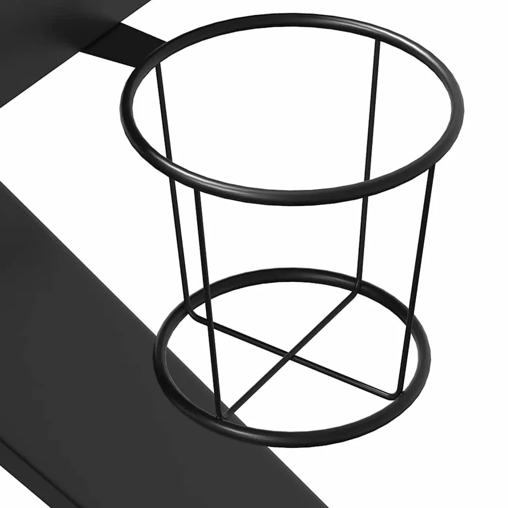 Biurko gamingowe ze stelażem K w kolorze czarnym i czerwonym 110 x 60 x 75 cm, ergonomiczne biurko komputerowe z półką na słuchawki, uchwytem na kontroler i wbudowanym uchwytem na kubek