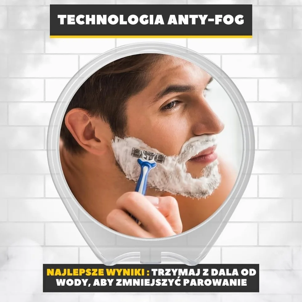 HONEYBULL Lustro Prysznicowe Fogless do Golenia - z Przyssawką, Uchwyt na Maszynkę do Golenia i Obrót 360° - Idealne do Łazienki, Bez Parowania, Łatwe w Montażu, Białe