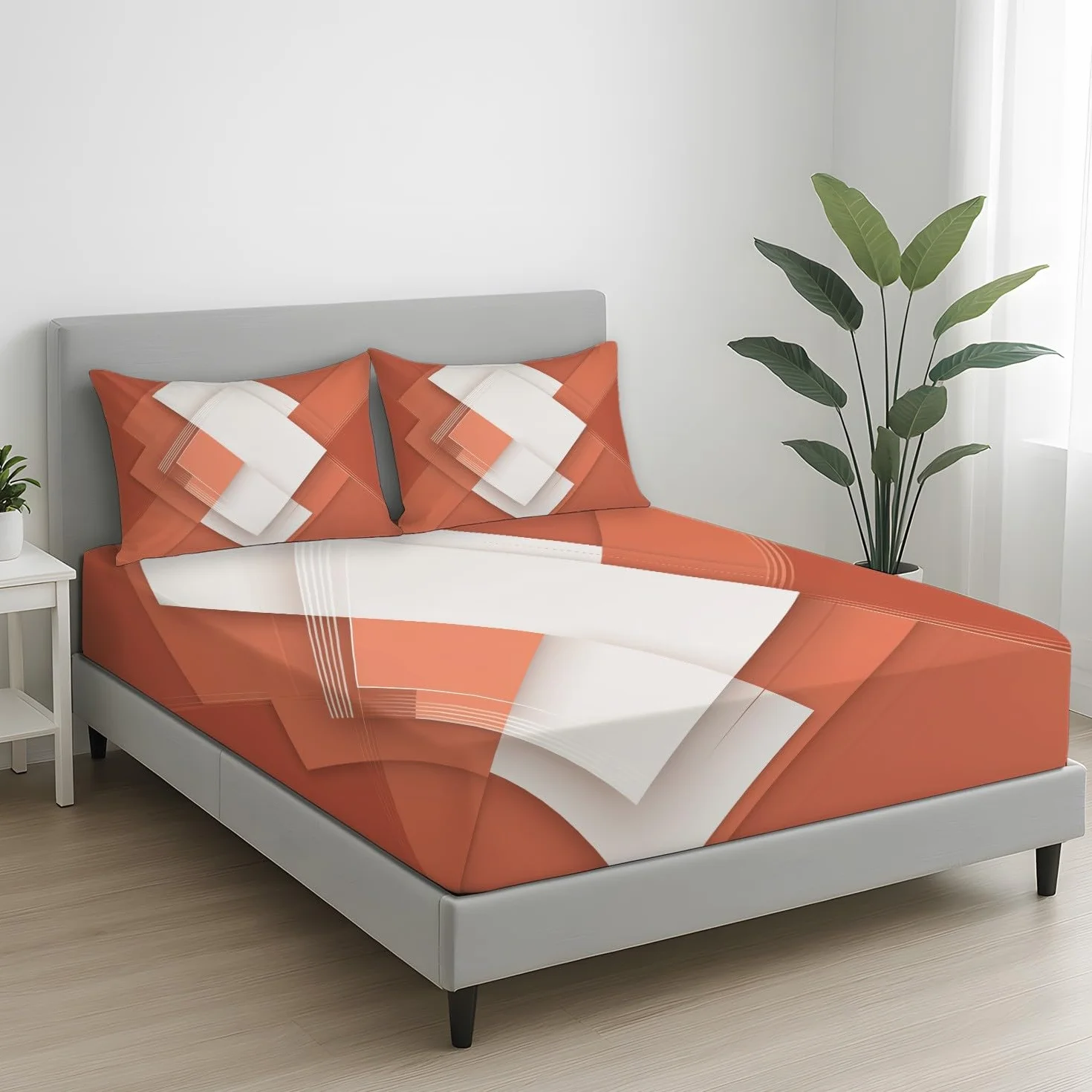 Czeskie geometryczne prześcieradło z gumką 140 x 200 cm Czapki 30 cm, minimalistyczny zestaw pościeli w romby, pościel dla dzieci dorosłych, pokrowiec na materac zapobiegający zdzieraniu