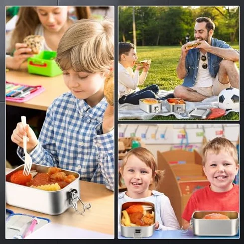 Bento Box zestaw pojemników na lunch i przekąski, wielokrotnego użytku, nadaje się do mycia w zmywarce, 4 sztuki