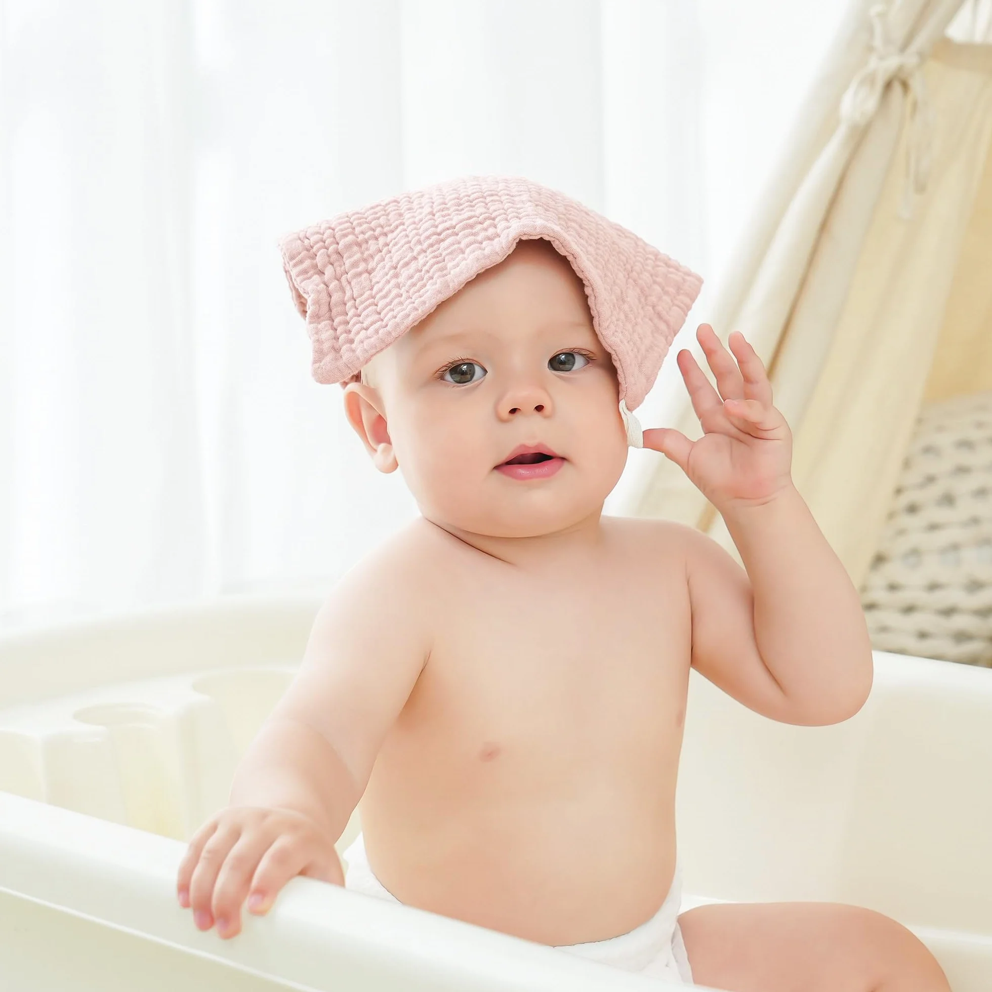 Bearmoss Chusteczki Molton dla niemowląt, 100% bawełna, miękkie ściereczki do ślinu dla niemowląt, oddychające i bardzo chłonne, muślinowe, 10 sztuk, 25 x 25 cm (różowo-fioletowe)