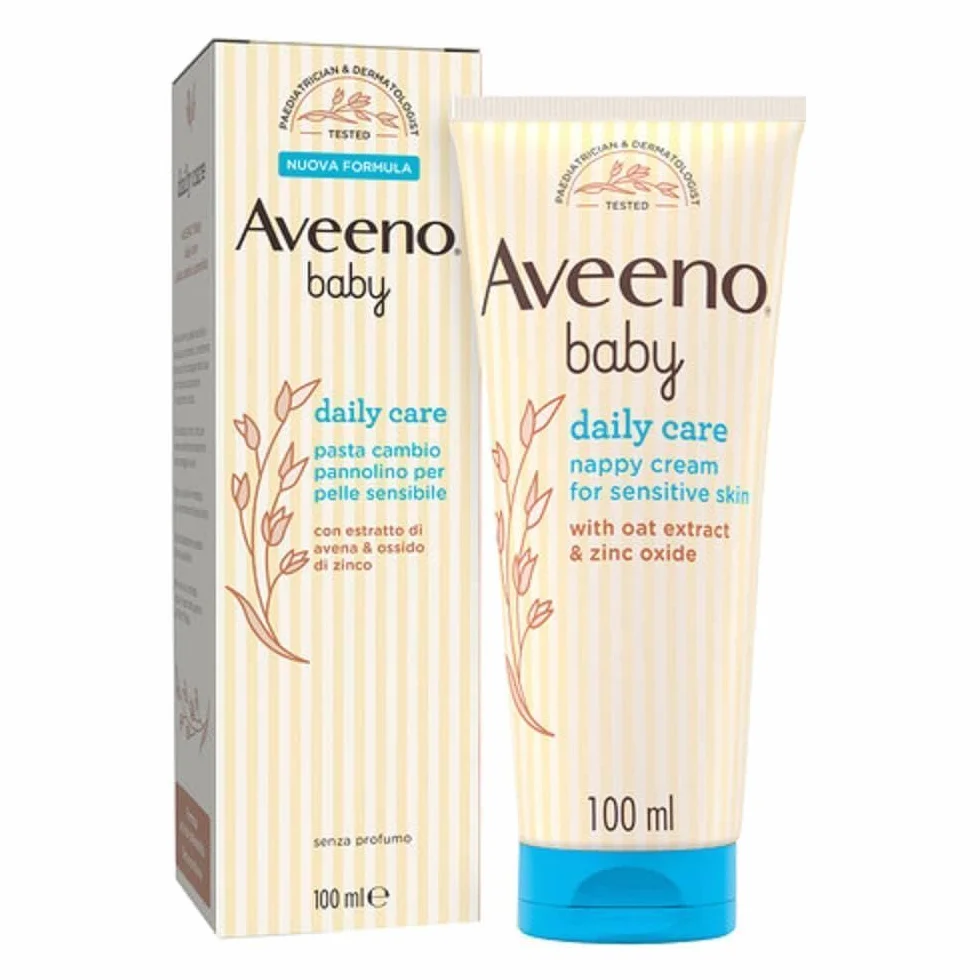 Aveeno Baby Daily Care Pasta Change pieluchy, krem do zmiany pieluszek dla niemowląt i niemowląt, krem tlenek cynku i ekstrakt z owsa, krem ochronny do natychmiastowej ulgi, 100 ml