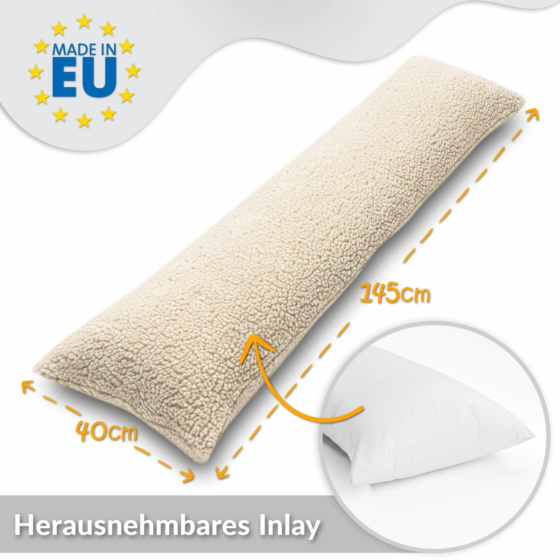 Poduszka do spania na boku 40x145 Baranek Quelle Brąz Poliester