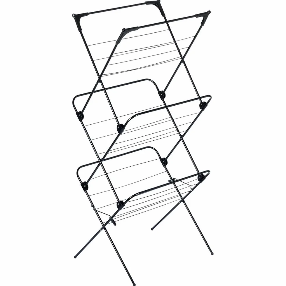 Vilde Wieża na pranie, suszarka wieżowa, z metalu, czarna, pionowa, 61 x 58 x 136 cm