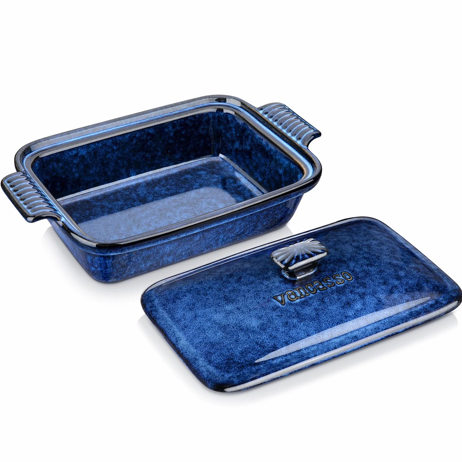 vancasso Gwiaździste naczynie do zapiekania z pokrywką, głęboka forma do lasagne o pojemności 1,8 l ceramiczne naczynie do zapiekania z pokrywką