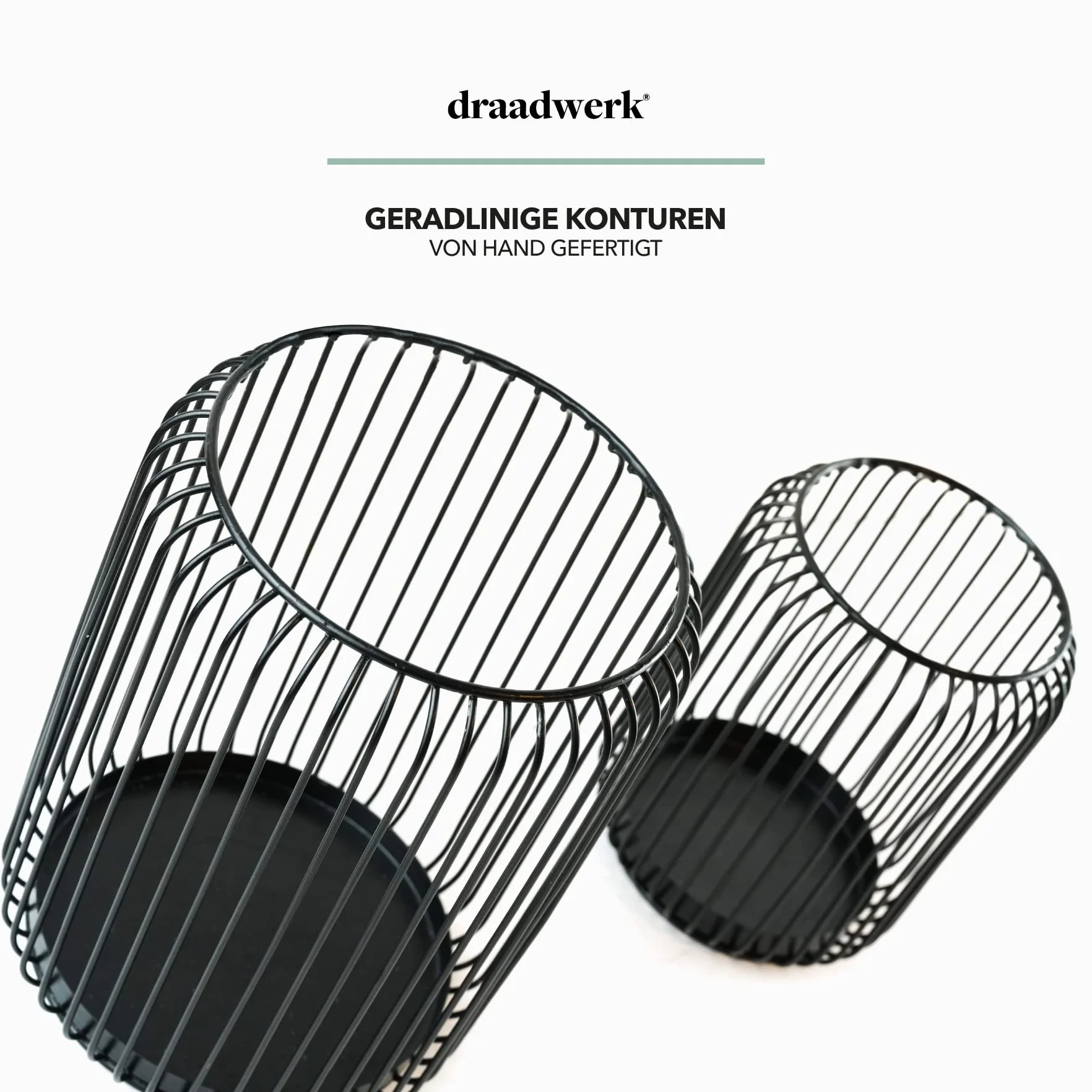 draadwerk® Zestaw 2 świeczników metalowych, czarny, owalny, czarna dekoracja, dekoracyjne świeczniki z drutu (czarne)