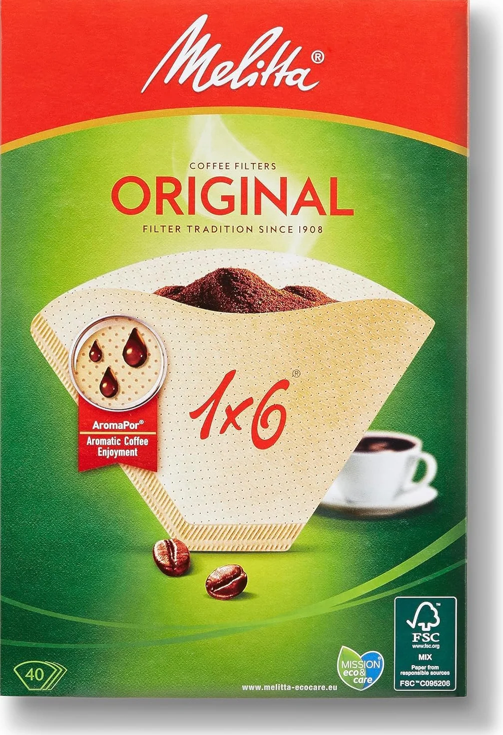 MELITTA Filtr Cornet Papier bte40 Brązowy 1x6