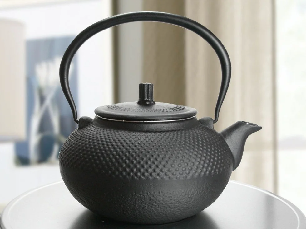 HiT Dzbanek do herbaty żeliwny 1,5 l Asia Japan Style sitko do herbaty dzbanek do herbaty, czarny
