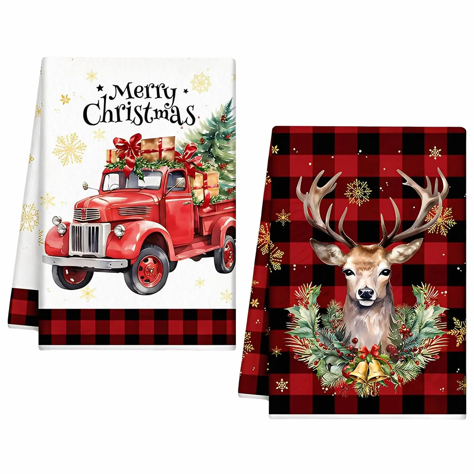 2 szt. Ściereczki kuchenne Boże Narodzenie 43 x 66 cm Ściereczki kuchenne Motyw świąteczny Kitchen Towels Decor Zima Boże Narodzenie Stół Jadalny w Domu (B)