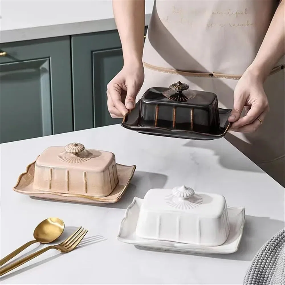 Masło pudełko Ceramiczny talerz do masła na ciasto deserowe