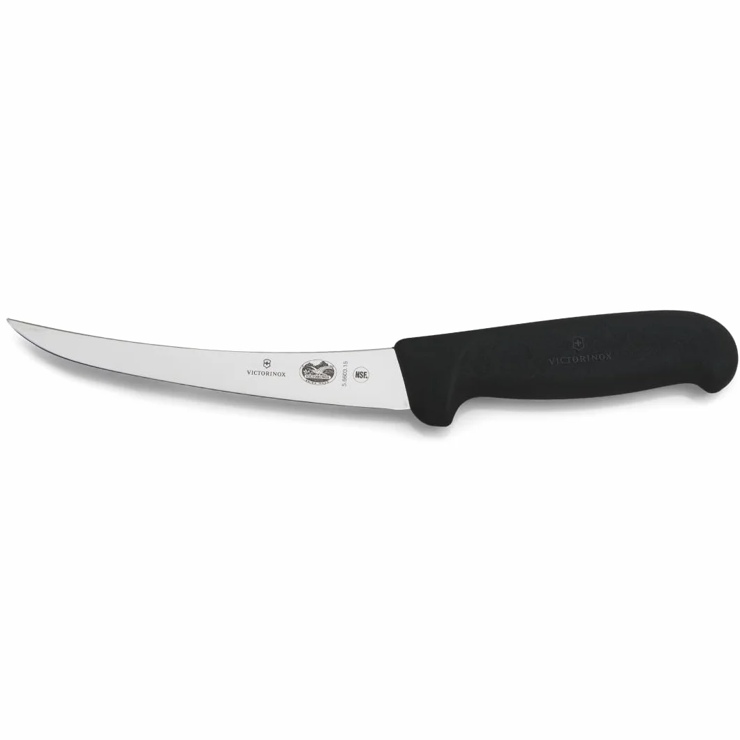Victorinox Fibrox Pro 6-inch Curved Boning Knife with Semi-Stiff Blade, Black