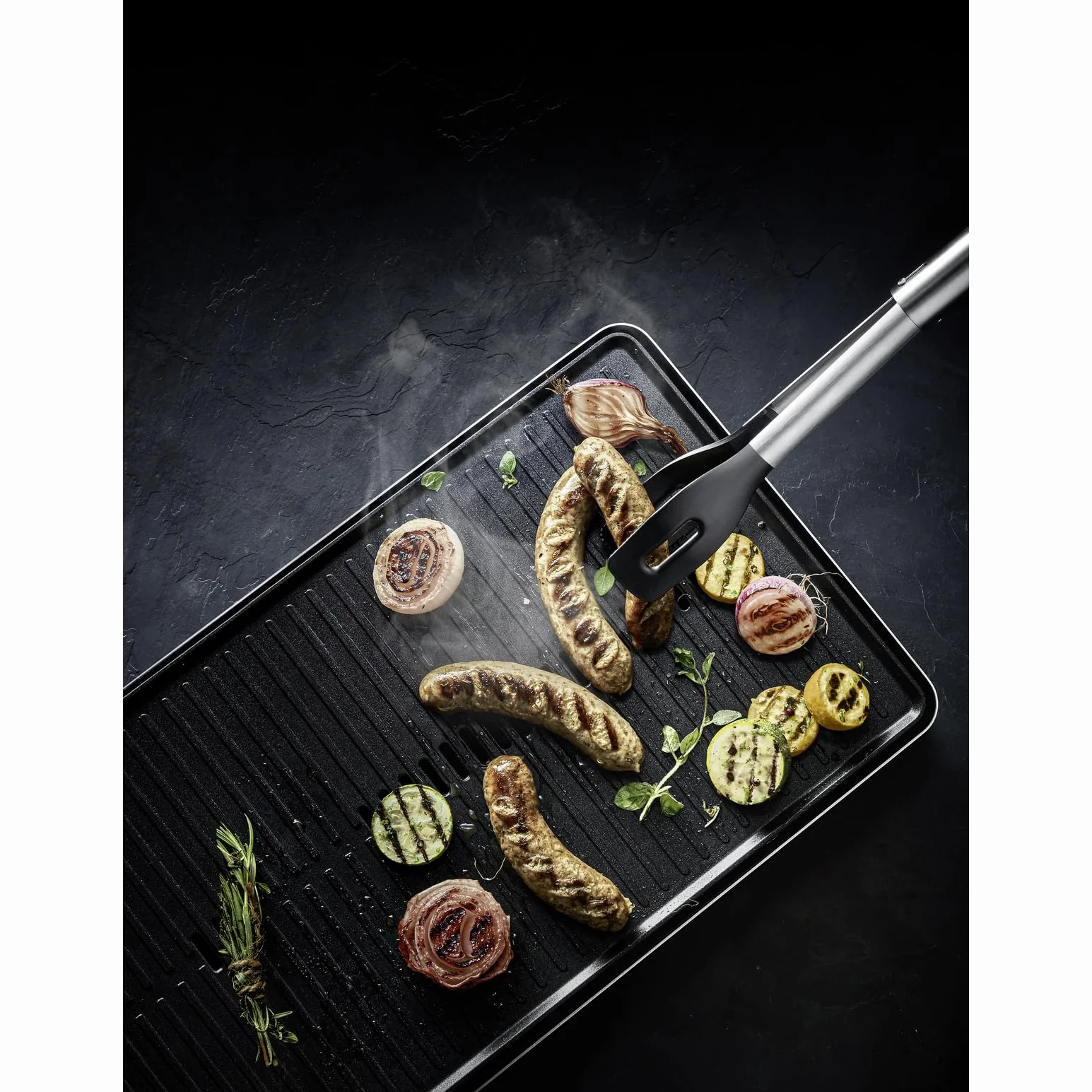 WMF Szczypce do serwowania BBQ 32,5 cm, szczypce kuchenne, stal nierdzewna Cromargan, szczypce do mięsa z głowicą z tworzywa sztucznego, małe szczypce do grillowania steków, ryb, warzyw, mechanizm