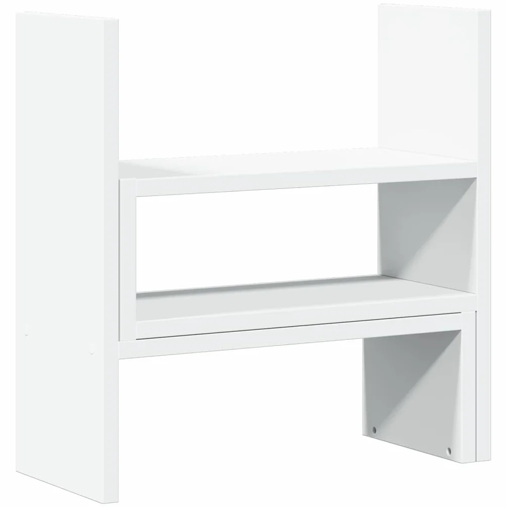 Regulowany organizer na biurko z materiału drewnopochodnego, biały, 40 x 17 x 41 cm, 2-częściowy, wolnostojący regał do biura, stojak na laptopa, półka na klawiaturę, do 20 kg