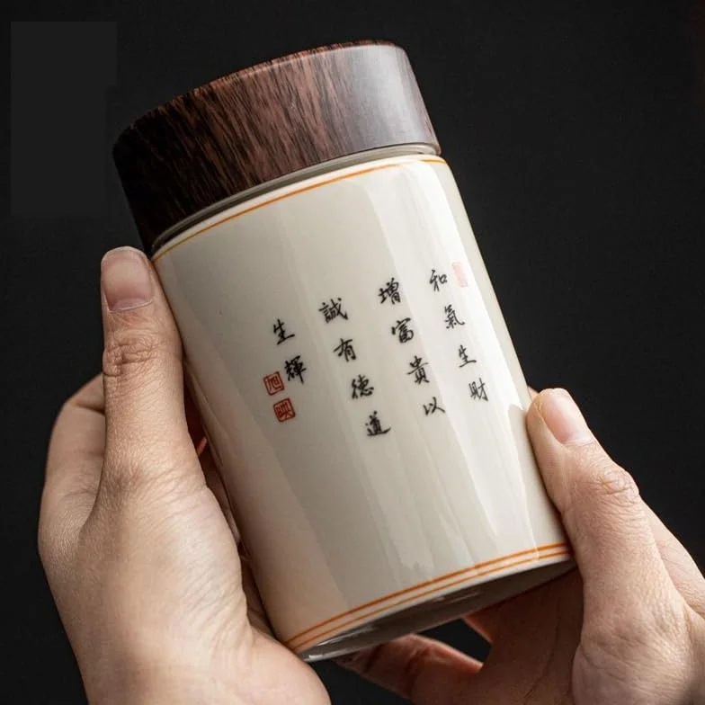 XYNSNDB Pojemnik na herbatę Ceramiczne uszczelnione puszki na herbatę Czarna herbata Puszki do przechowywania zielonej herbaty Mały zestaw do herbaty Kung Fu Akcesoria Kreatywne kanistry kuchenne
