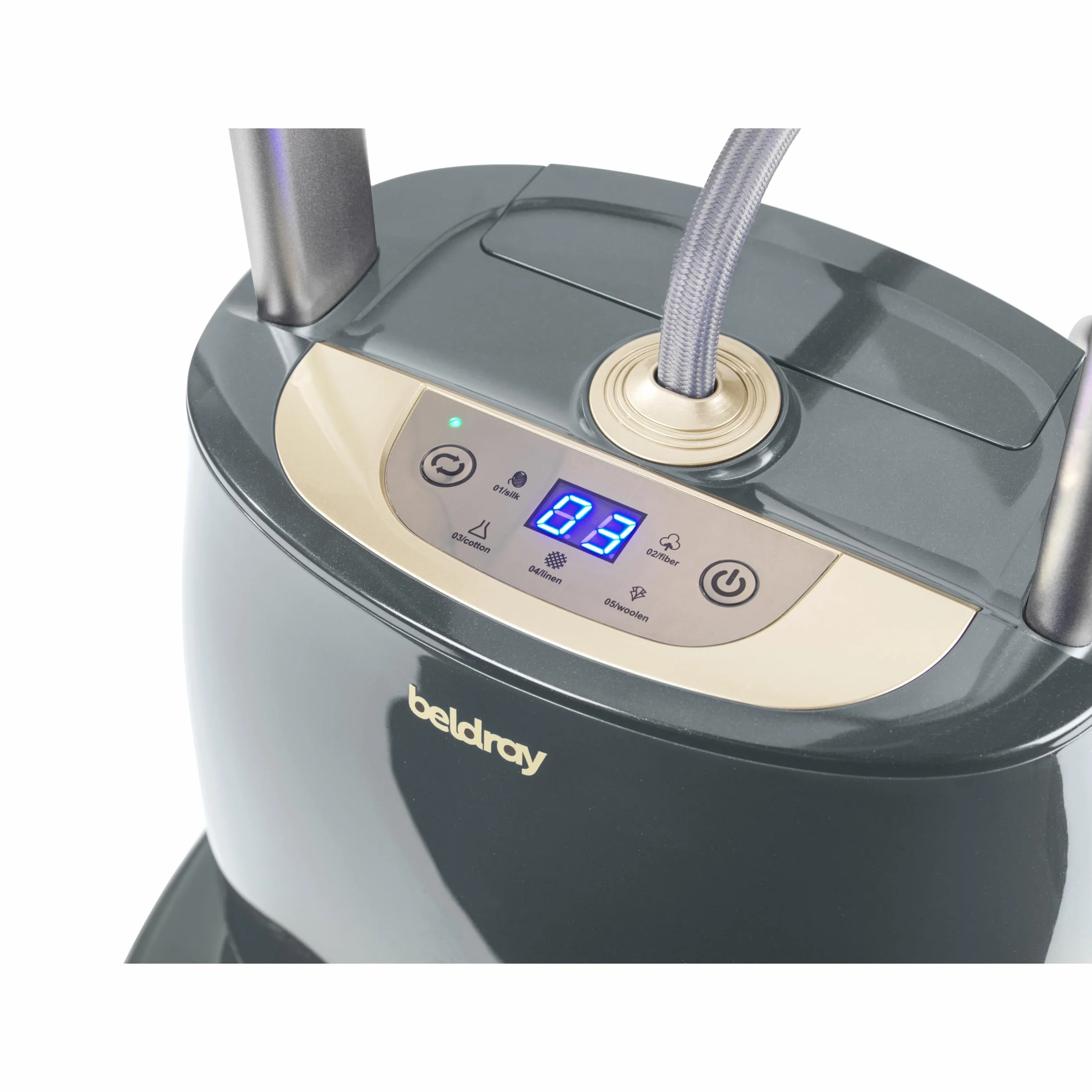 Beldray Pionowy parowar do odzieży i żelazko 2 w 1 ze zbiornikiem 1,5 l | 2180 W, technologia SureTemp, 5 ustawień pary, moc 45 g na minutę, płyta obrotowa z 3 pozycjami, drążki z regulacją wysokości