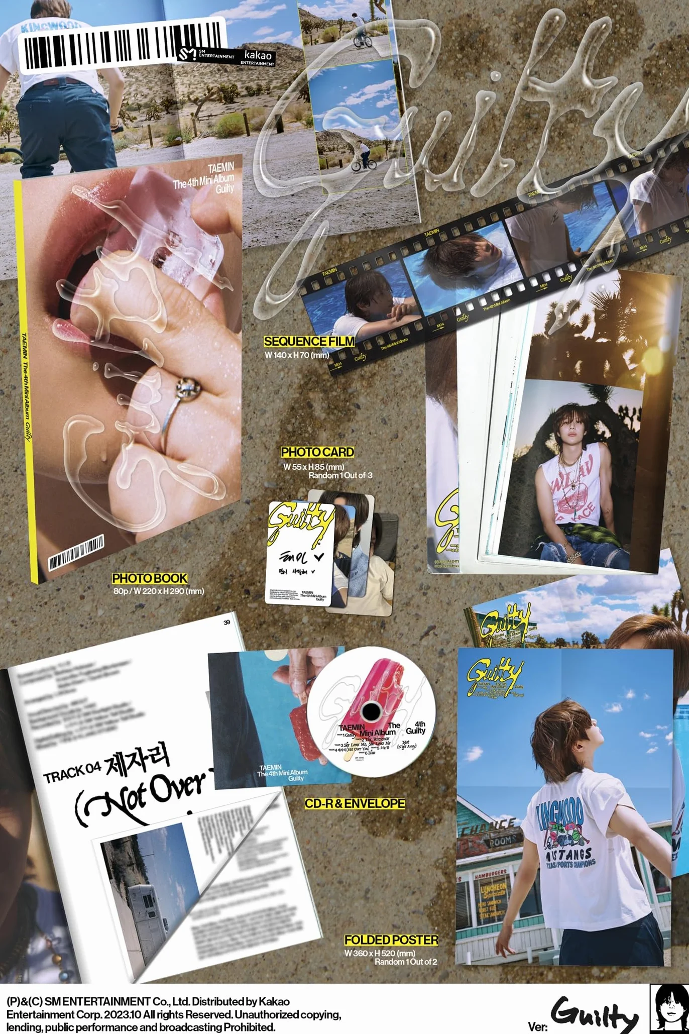 KPOP SHINee TAEMIN Guilty 4th Mini Album Photo Book 2 Version SET CD + 1p składany plakat w opakowaniu + broszura 80p + 1ea Sequence Film + 1p PhotoCard + śledzenie pieczęci