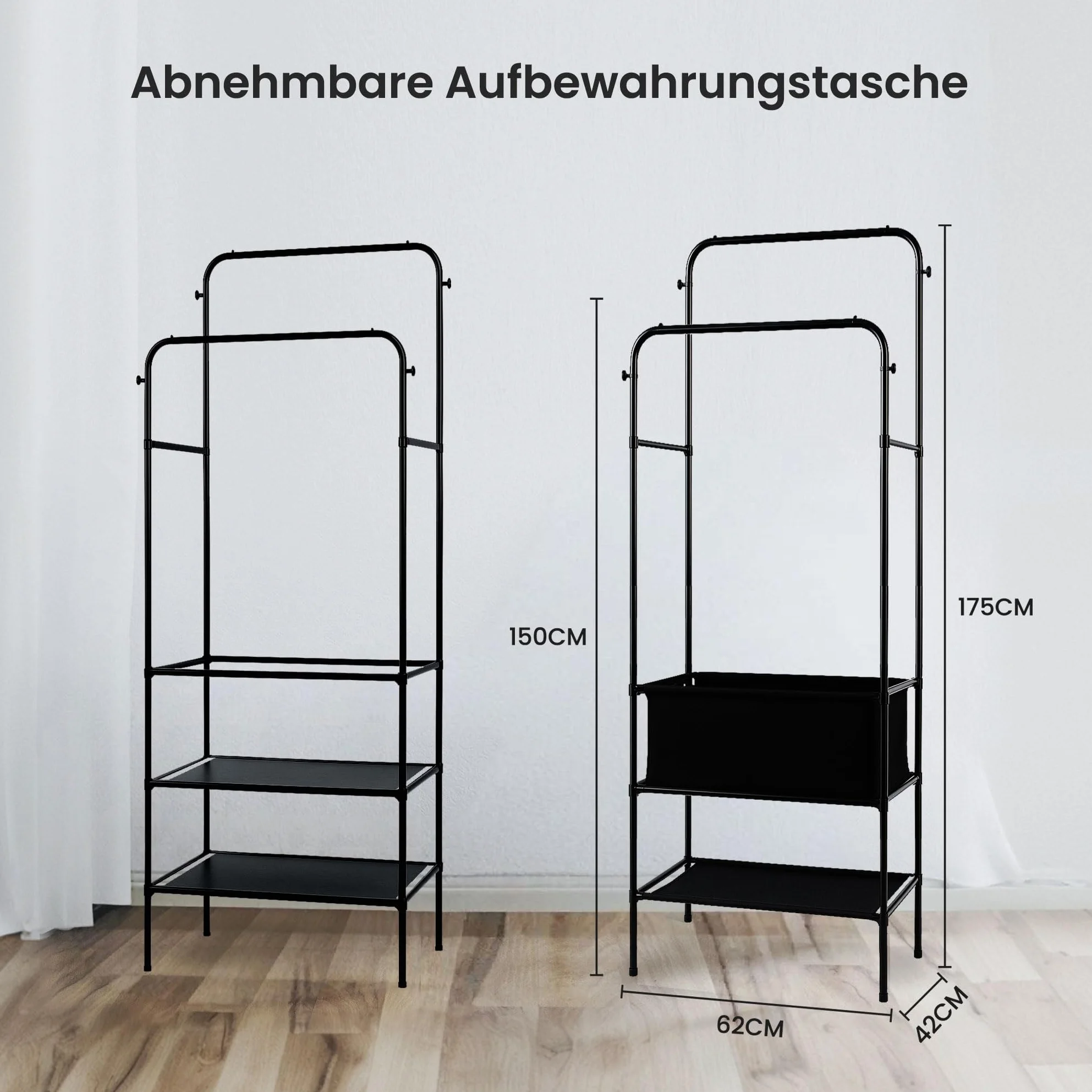 Black Freestanding Towel Rack