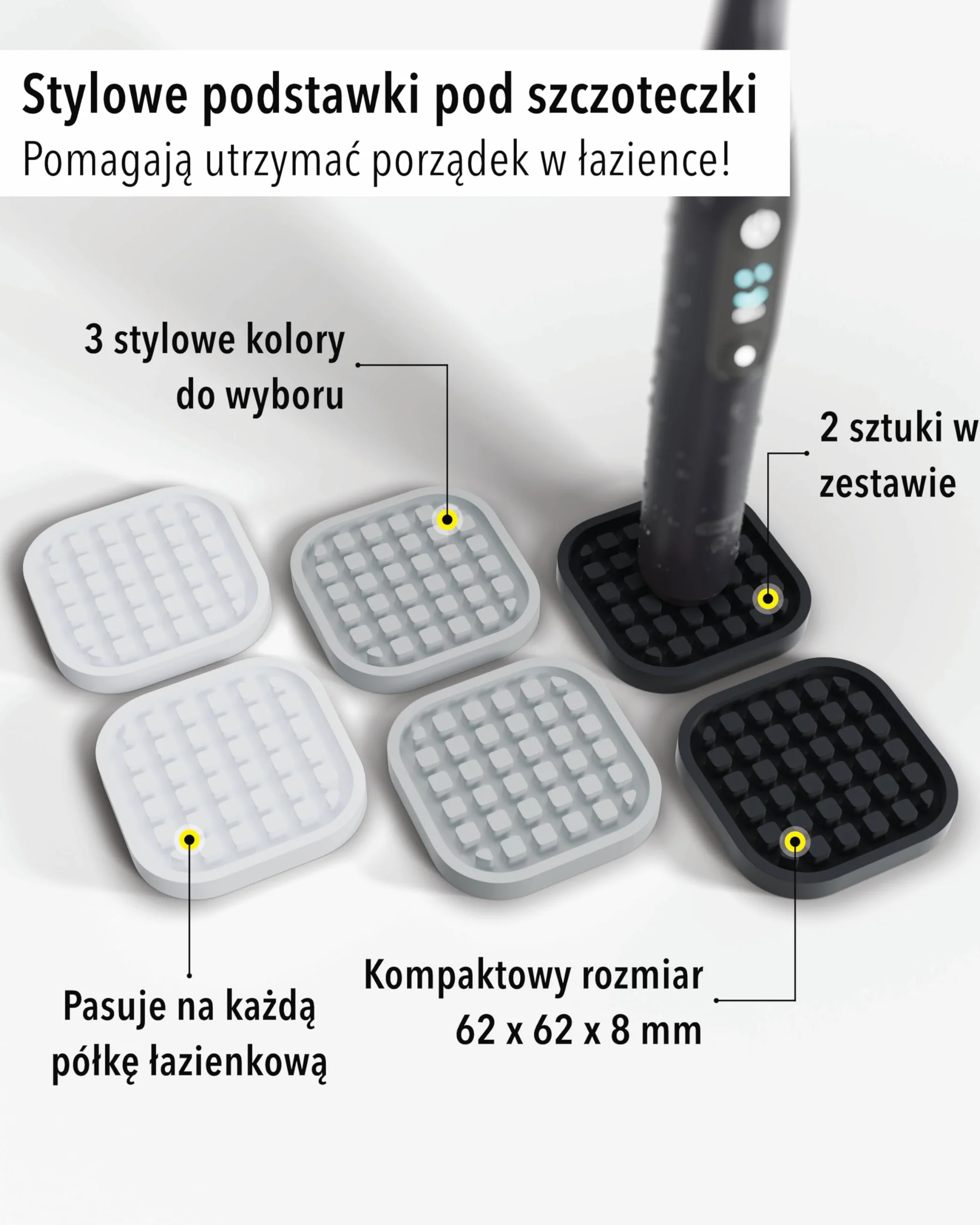 Zestaw 2 podstawek na szczoteczki elektryczne silikon spożywczy Biały