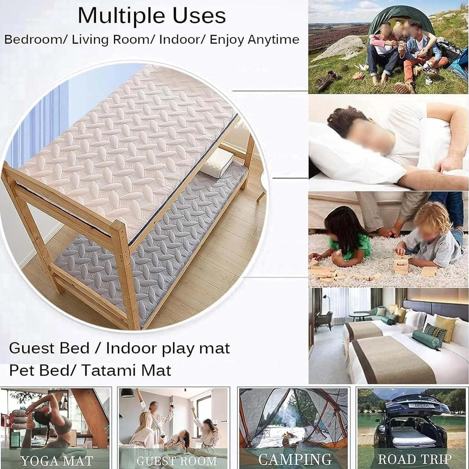 Japoński składany materac futon 90 x 200 cm przenośny materac podłogowy materac kempingowy wszechstronny futon do domu i podróży oszczędzający miejsce design wygodne rozwiązanie do spania