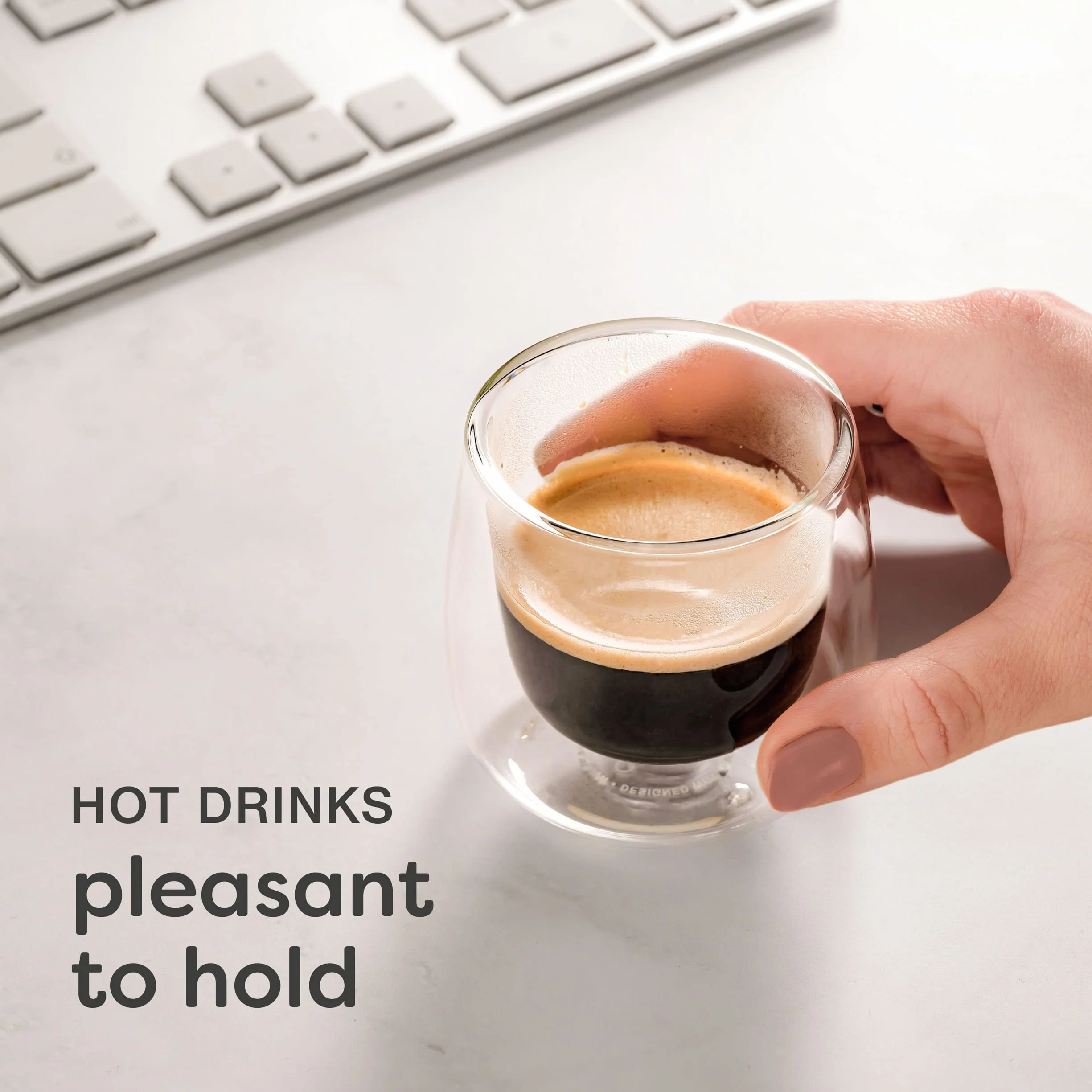 Cosumy 4 Szklanki termiczne do espresso o podwójnych ściankach 80ml - dłużej utrzymują ciepło - chronią dłonie - z pudełkiem upominkowym