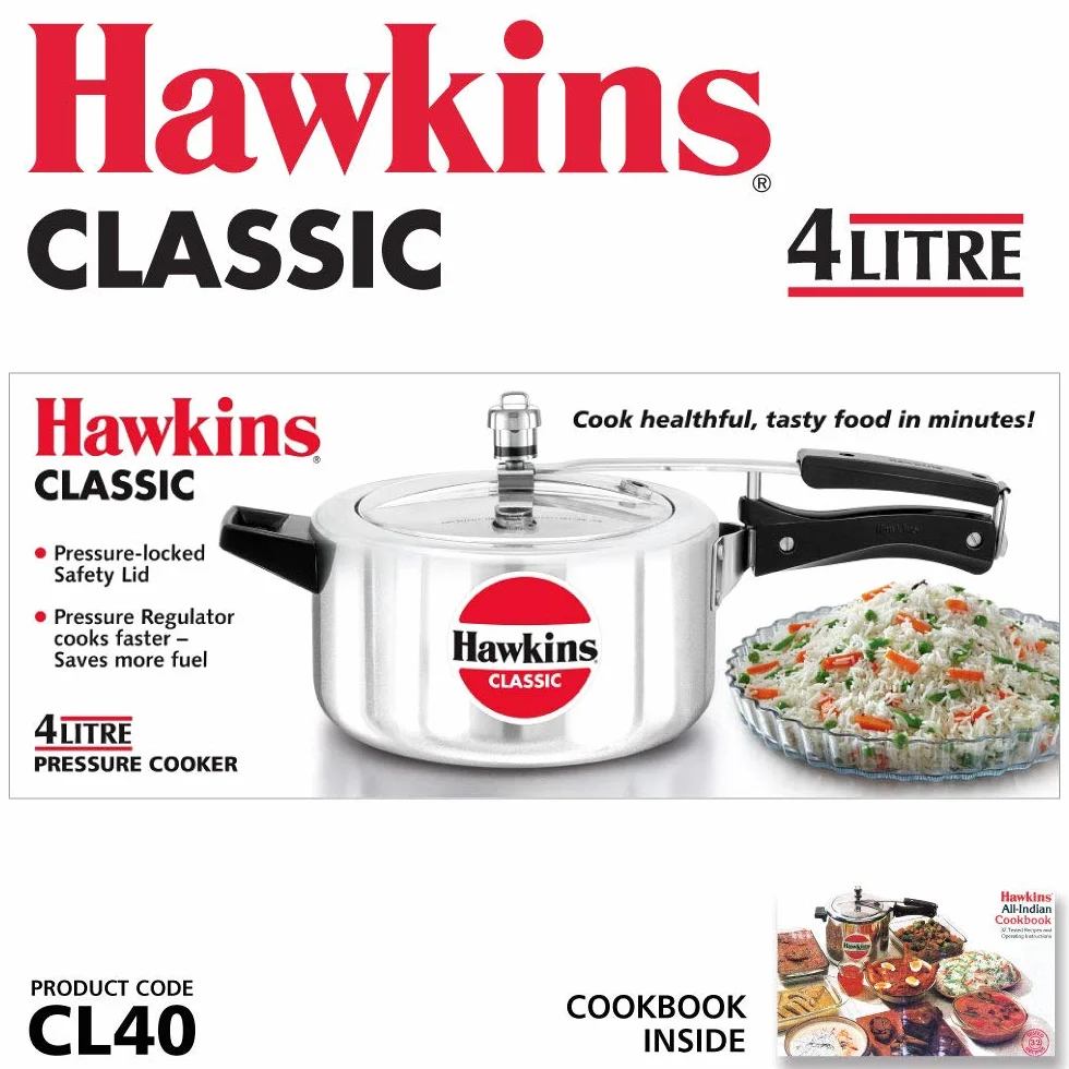 HAWKINS Classic CL40 Szybkowar aluminiowy, 4 l, mały, srebrny