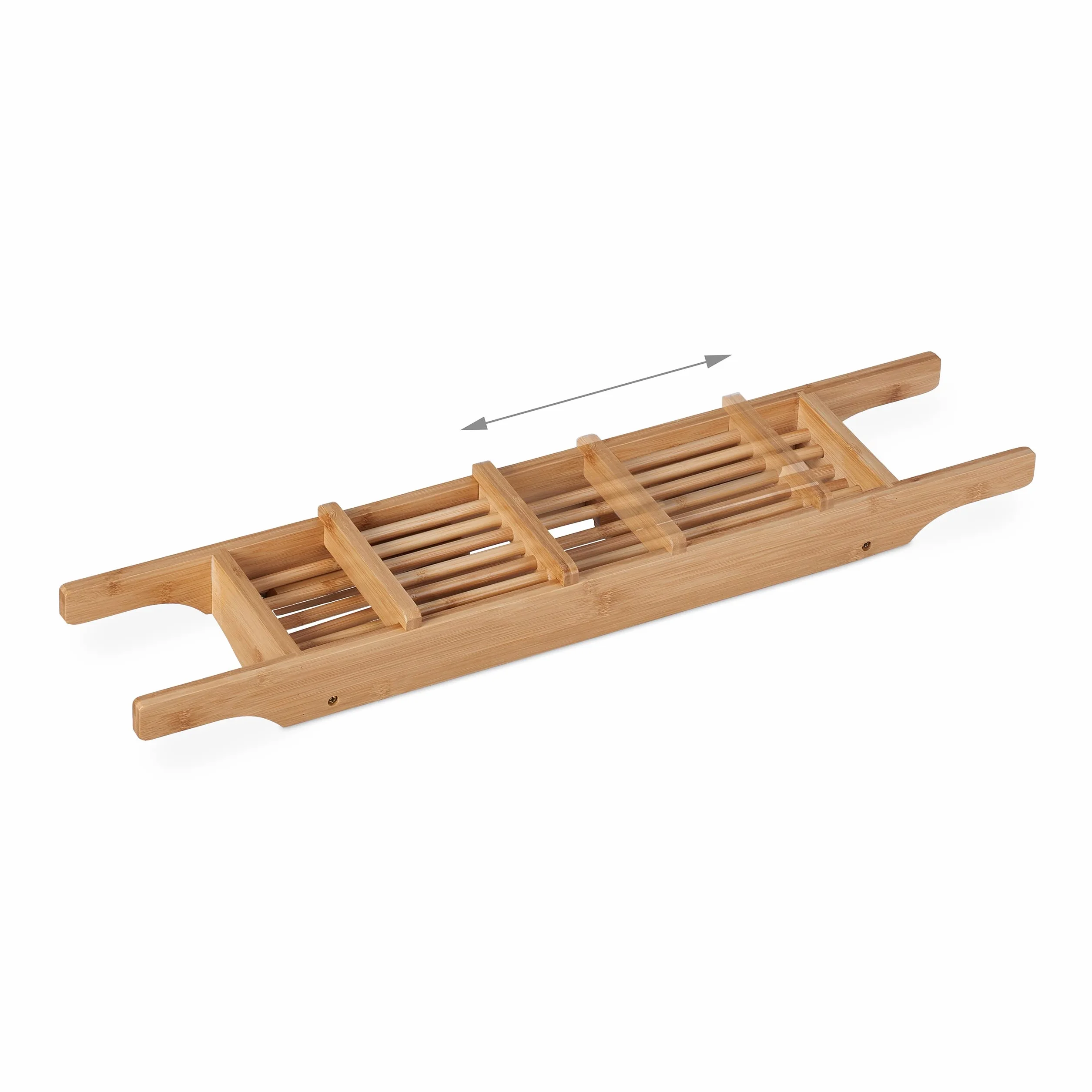 Relaxdays Bambusowa półka na wannę 69 cm rozkładane nóżki naturalna