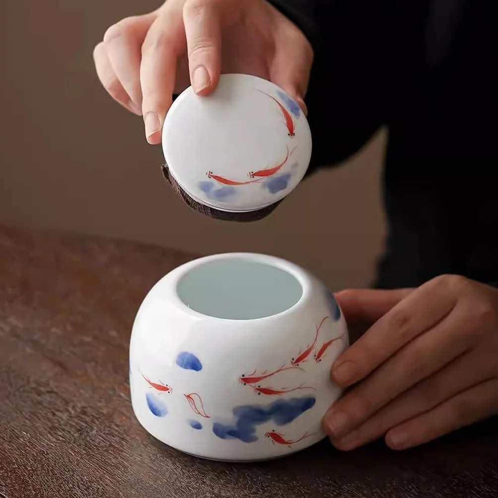 TEESONG Słoiki na herbatę ręcznie malowane ceramiczne puszki na herbatę domowe pu'er czarna herbata luźna puszki na herbatę zamknięte puszki na herbatę z pokrywkami pojemniki do przechowywania herbaty