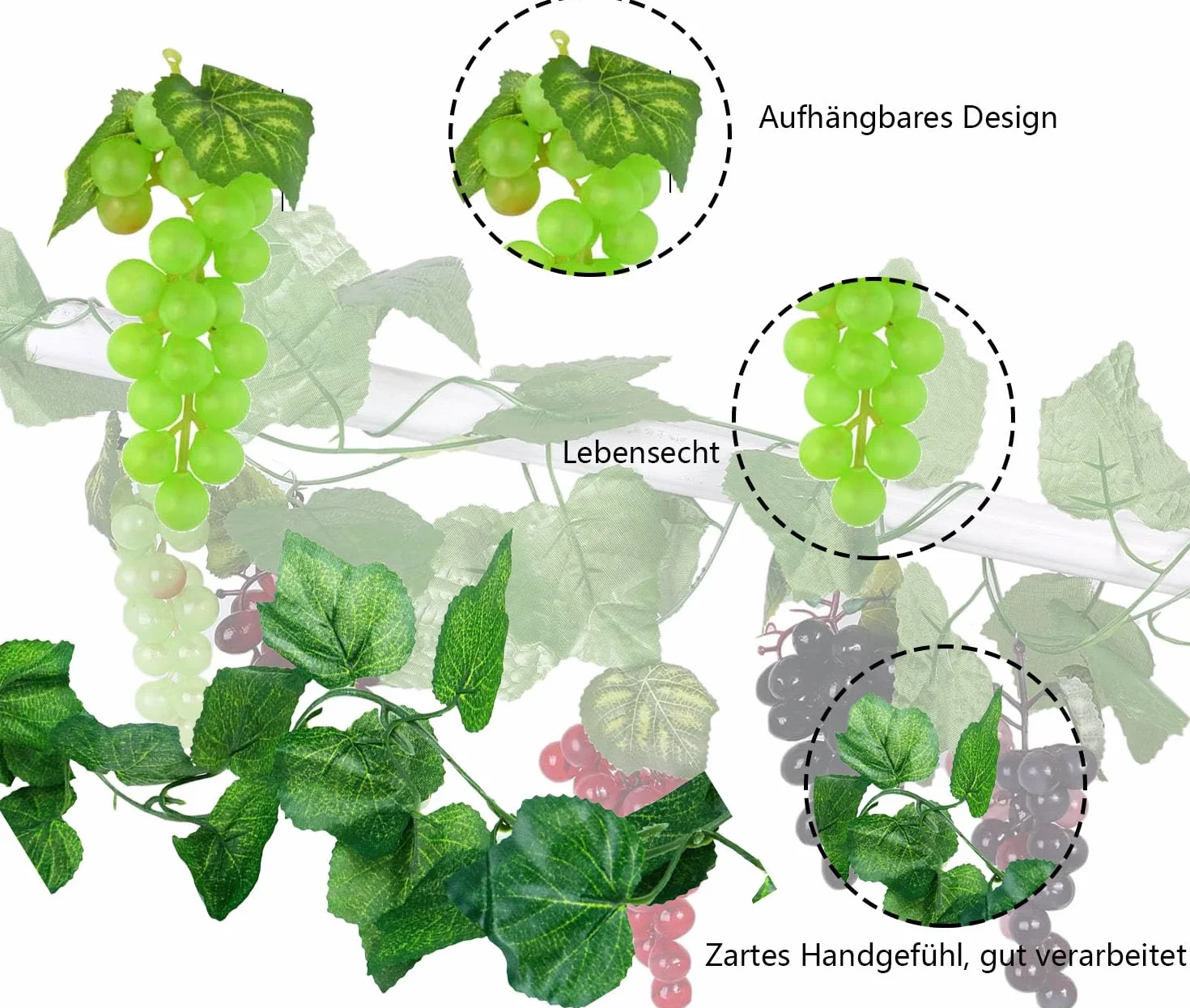 LATRAT 7 sztuk sztucznych winogron z tworzywa sztucznego, realistyczne dekoracje winogronowe, sztuczne owoce, warzywa, dekoracja wina, sztuczne puszki owocowe, dekoracja biura, rekwizytów