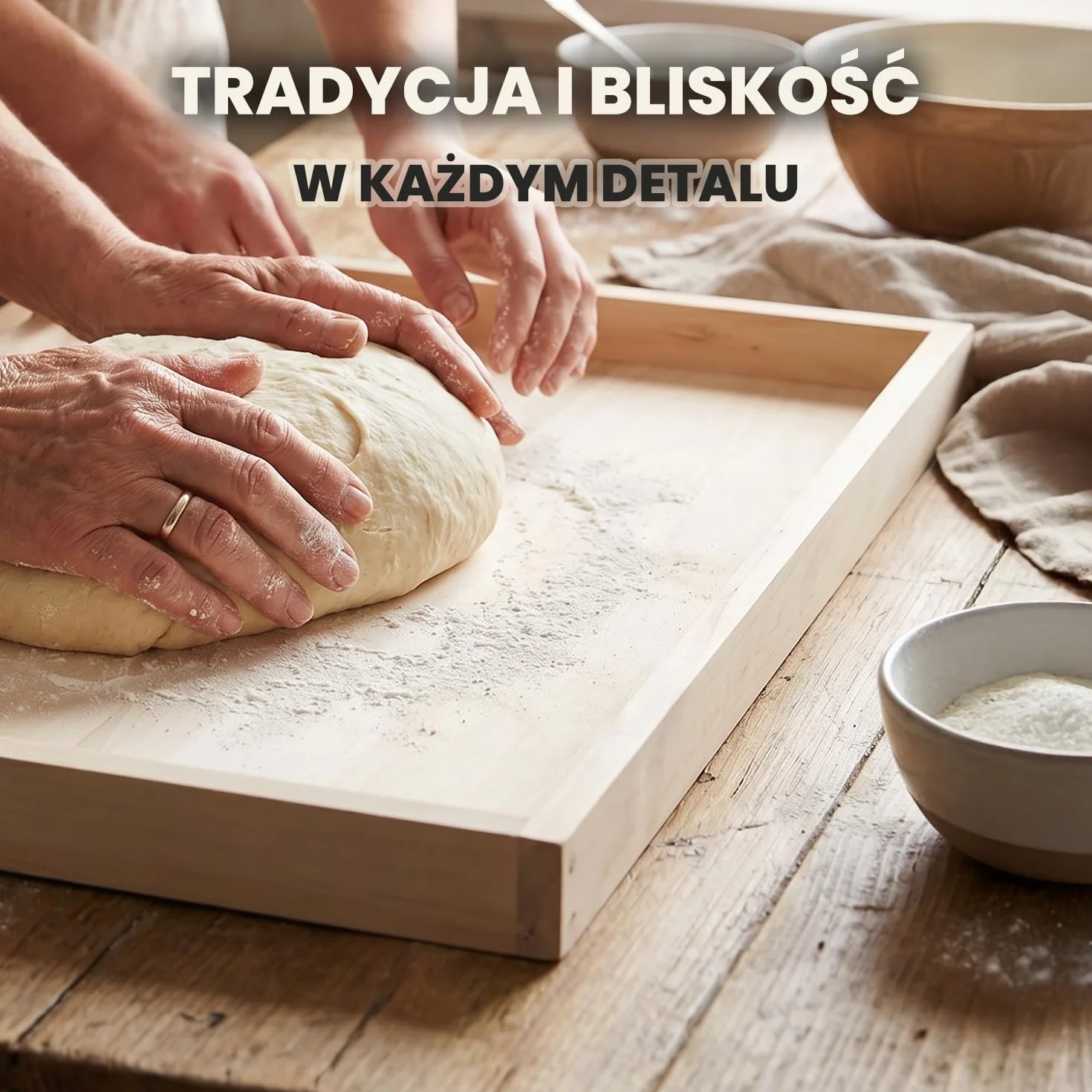 Duża solidna stolnica drewniana 50x63 z rantem - stolnica z nielakierowanego drewna do łatwego wyrabiania ciasta, utrzymania czystości w kuchni, odporna na nacisk i pęknięcia