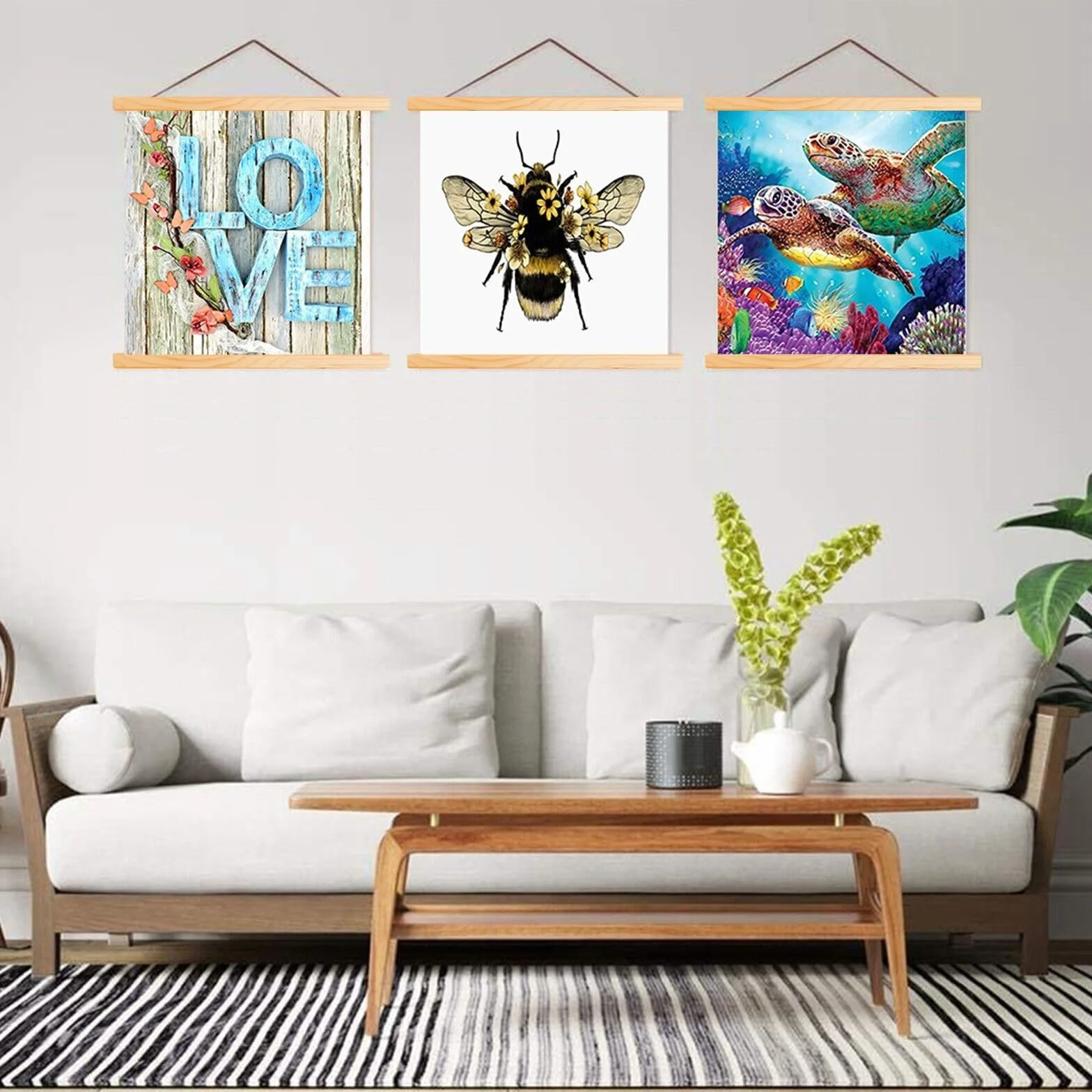 GOMETY Drewniana listwa plakatowa A3, magnetyczna listwa na zdjęcia, 31 cm, szyna plakatowa, wieszak na zdjęcia, plakaty, ramki na zdjęcia, plakaty, ramki na zdjęcia, grafika (3)