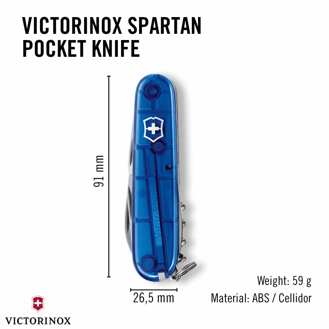 Victorinox Taschenmesser Spartan (12 Funktionen, Klinge, Korkenzieher, Dosenöffner, Kapselheber, Pinzette)