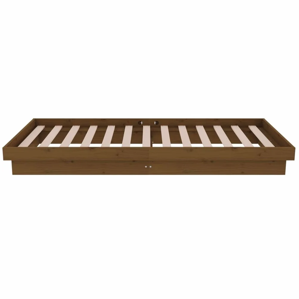 Lite sosnowe drewno Rustykalny urok Pościel Brąz 75x190 cm | Rama łóżka lite drewno sosnowe 75x190 cm miodowy brąz stelaż pojedynczy