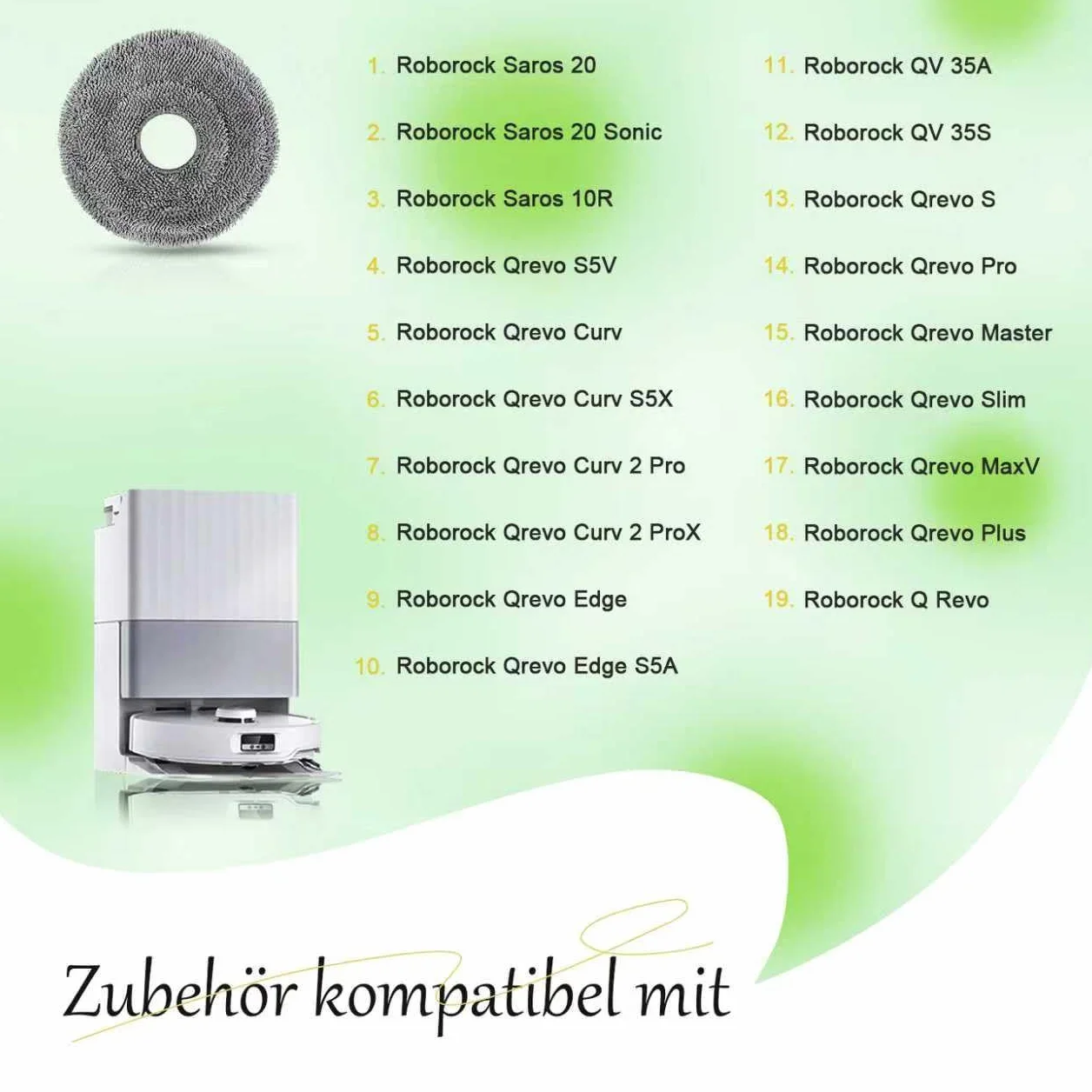 10 sztuk ściereczek części zamienne do Roborock QV 35A/QV 35S/Saros 10R/Qrevo S5V/Qrevo Curv/Qrevo Curv S5X/Qrevo Edge/Qrevo Edge S5A/Q Revo/Qrevo MaxV/Qrevo Pro/Qrevo S/Qrevo Master/Qrevo Slim