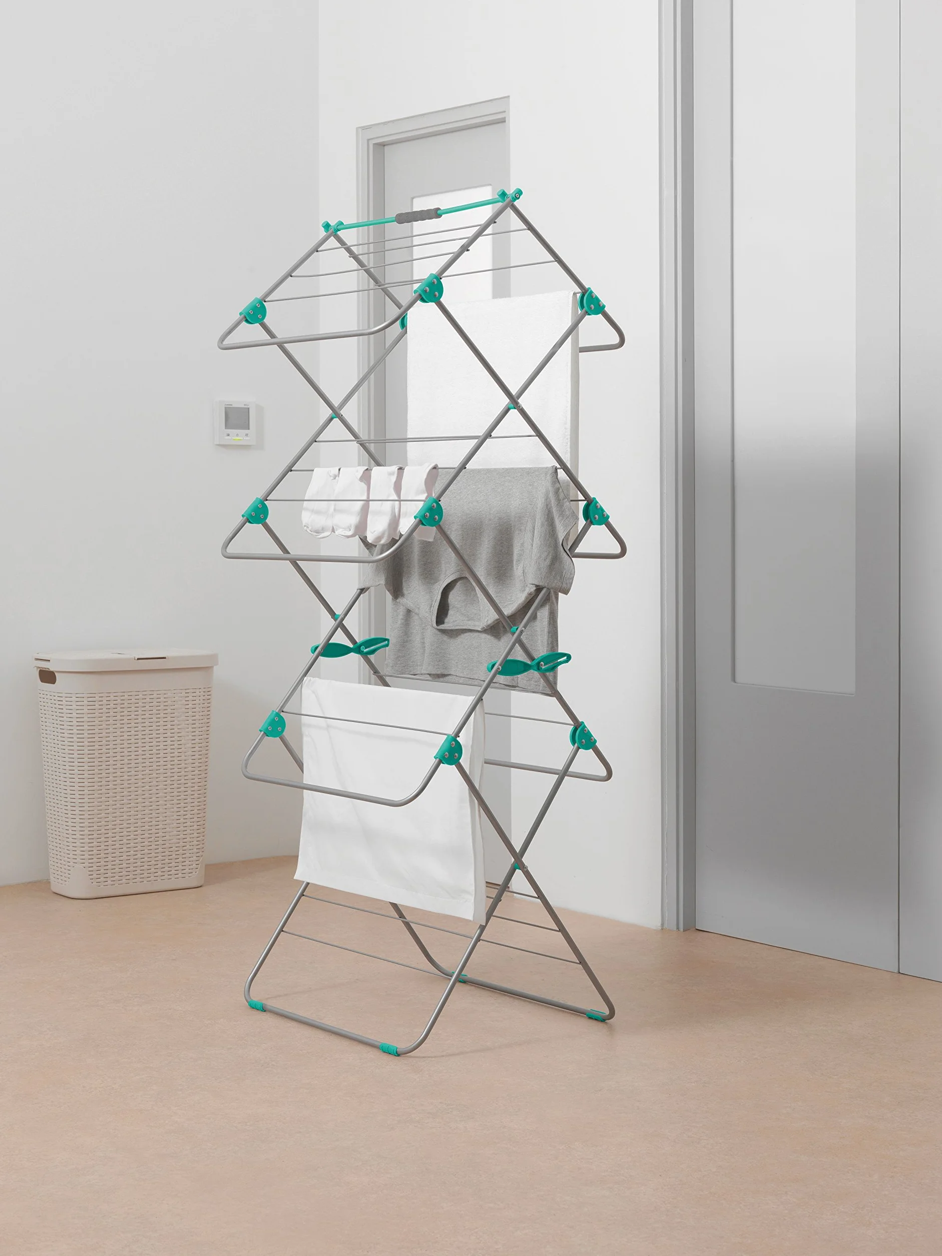 Addis Easi 3-poziomowa suszarka do pomieszczeń 15 m metaliczny Aqua srebrny wodny 5 x 41 x 100 cm