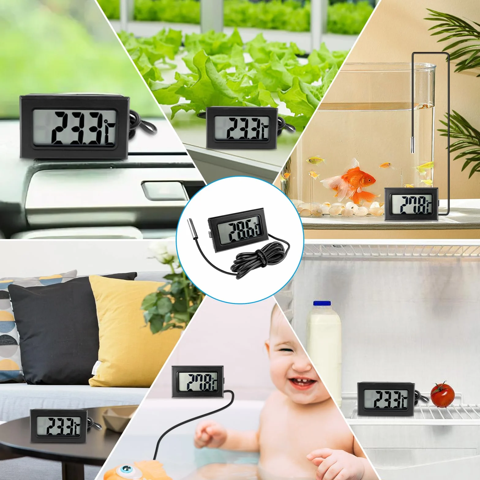 Gvolatee 5 sztuk Cyfrowy termometr LCD