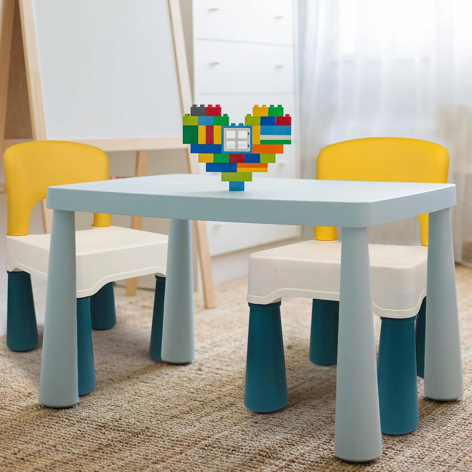 burgkidz Dziecięce klocki Plastikowe krzesło, ulepszone ergonomiczne oparcie dla dziecka Krzesło do nauki i zabawy, odpowiednie dla dzieci i starszych do siedzenia, Macron