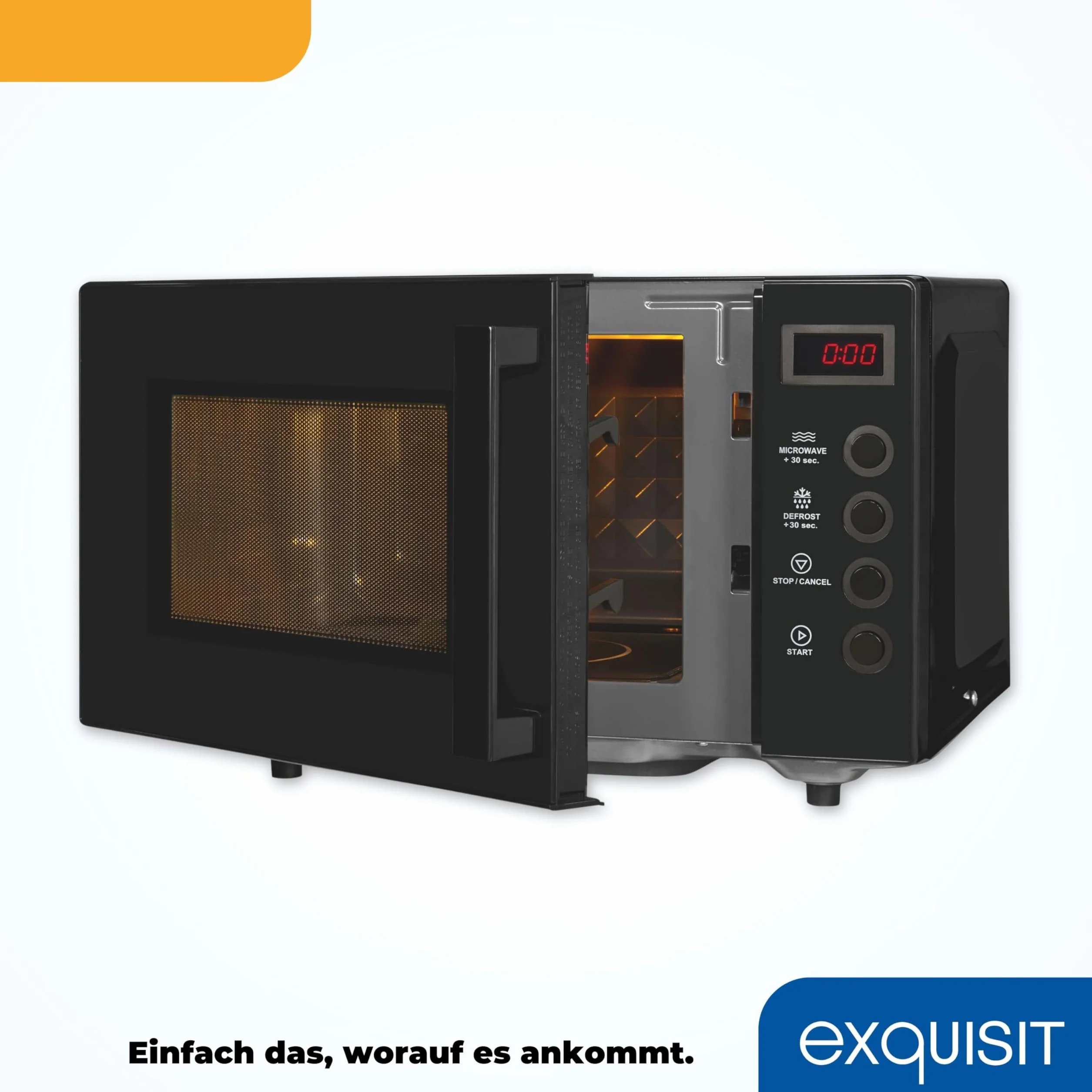 Exquisit Kuchenka mikrofalowa MW7020-F-030DI czarna | Flatbed | 700 W | Timer | 20 litrów | 5 poziomów mocy