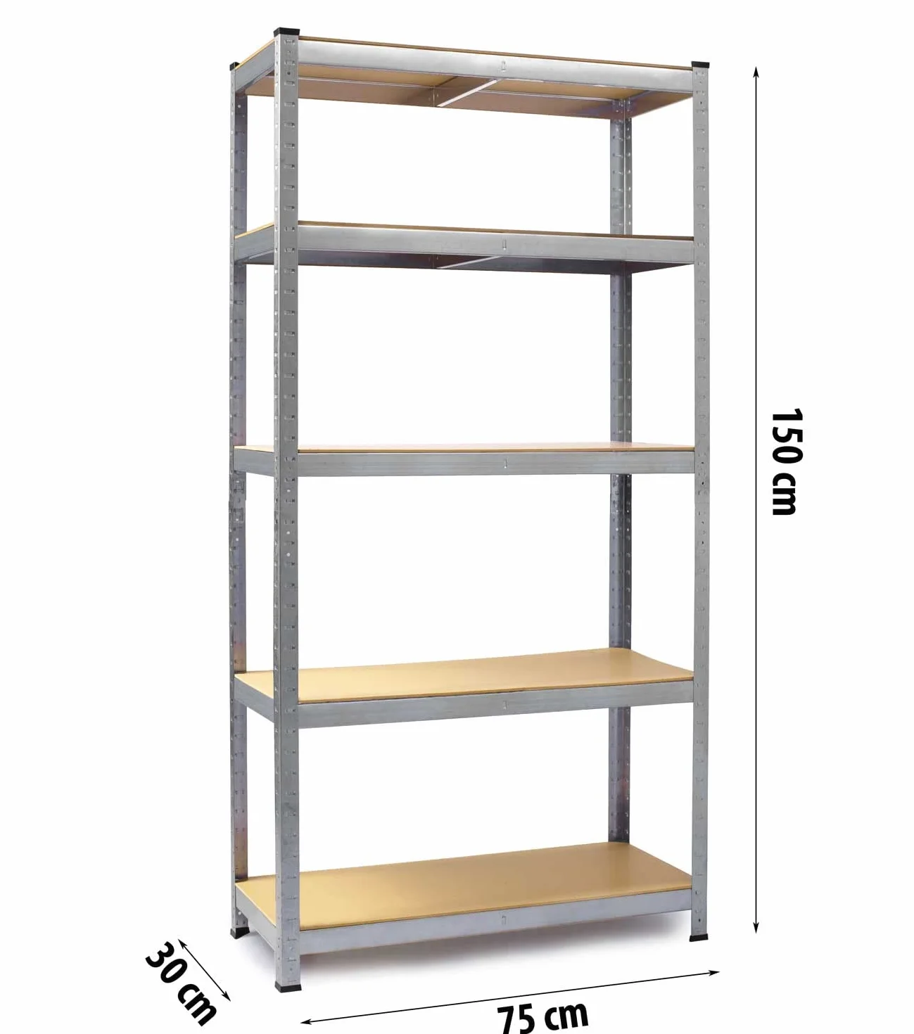 Humberg Półka garażowa metalowa Obciążenie do 625 kg 5 półek 30 x 75 x 150 cm Srebrny