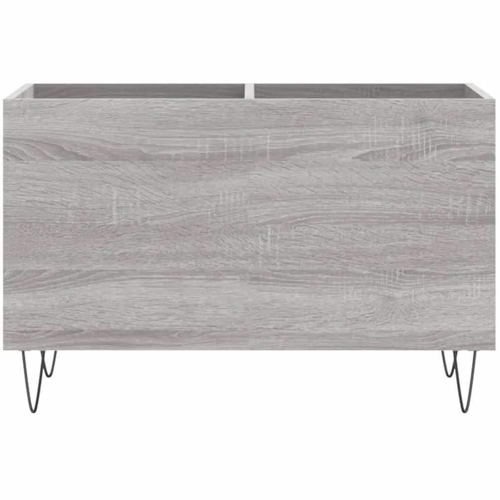 Sonoma szafka panelowa, szara, 74,5 x 38 x 48 cm, materiał drewnopochodny z żelaznymi nogami, do winylu, płyt winylowych, płyt winylowych, schowków, salonu, rozrywki, zarządzania kablami