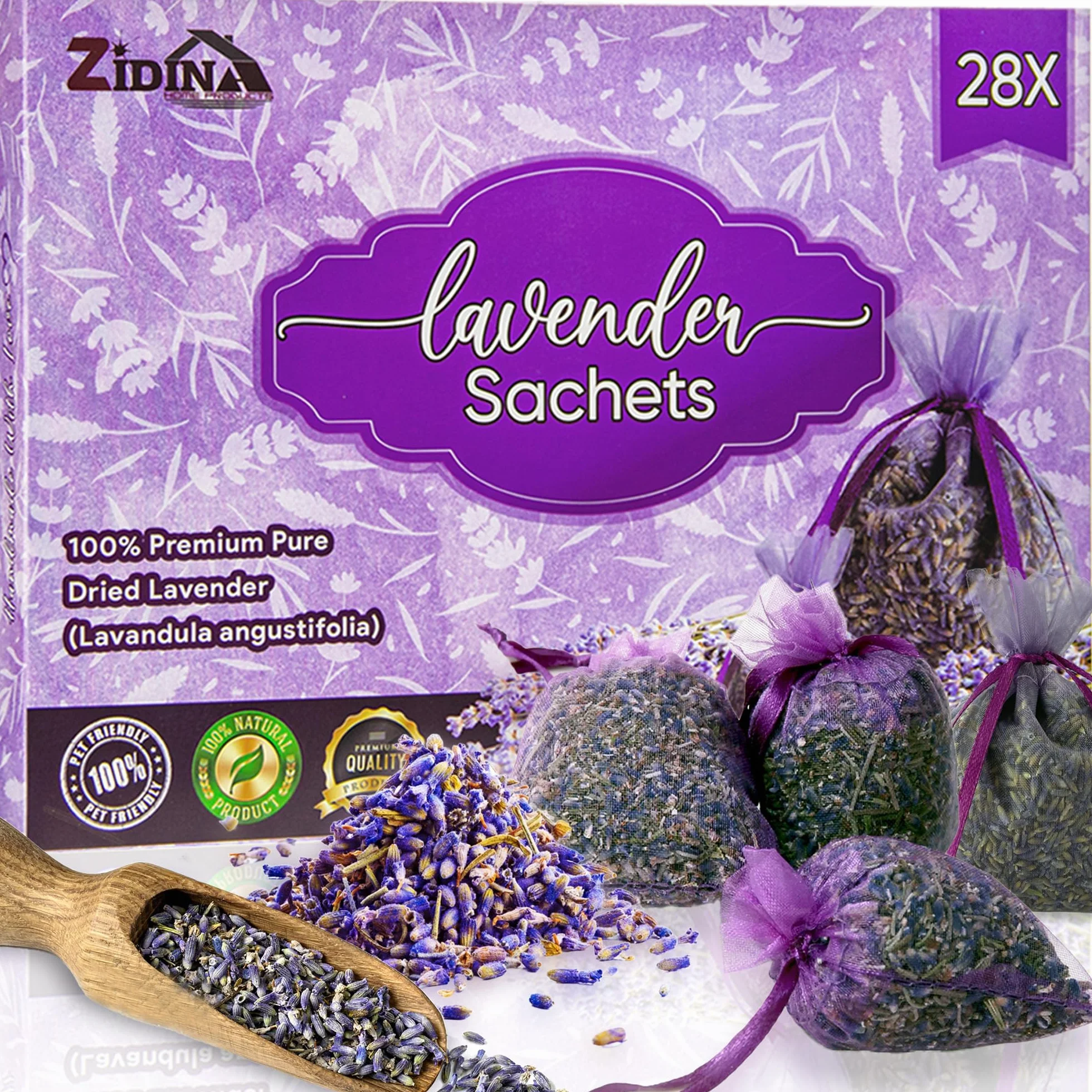 28 Szt. Lawendowe Saszetki Zapachowe - Naturalna Lawenda, Odświeżacz do Szafy, Szuflad, Pokoju, Torebki | Aromatyczne Woreczki na Mole, Relaks i Odświeżenie