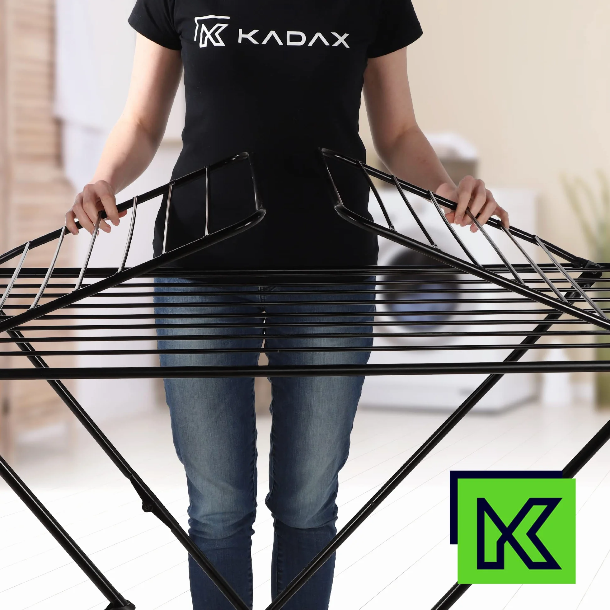 KADAX Suszarka na pranie 20m skladana | skrzydlowa | nierdzewna stabilna | oszczedna miejsce | wewnatrz zewnatrz balkon ogrod