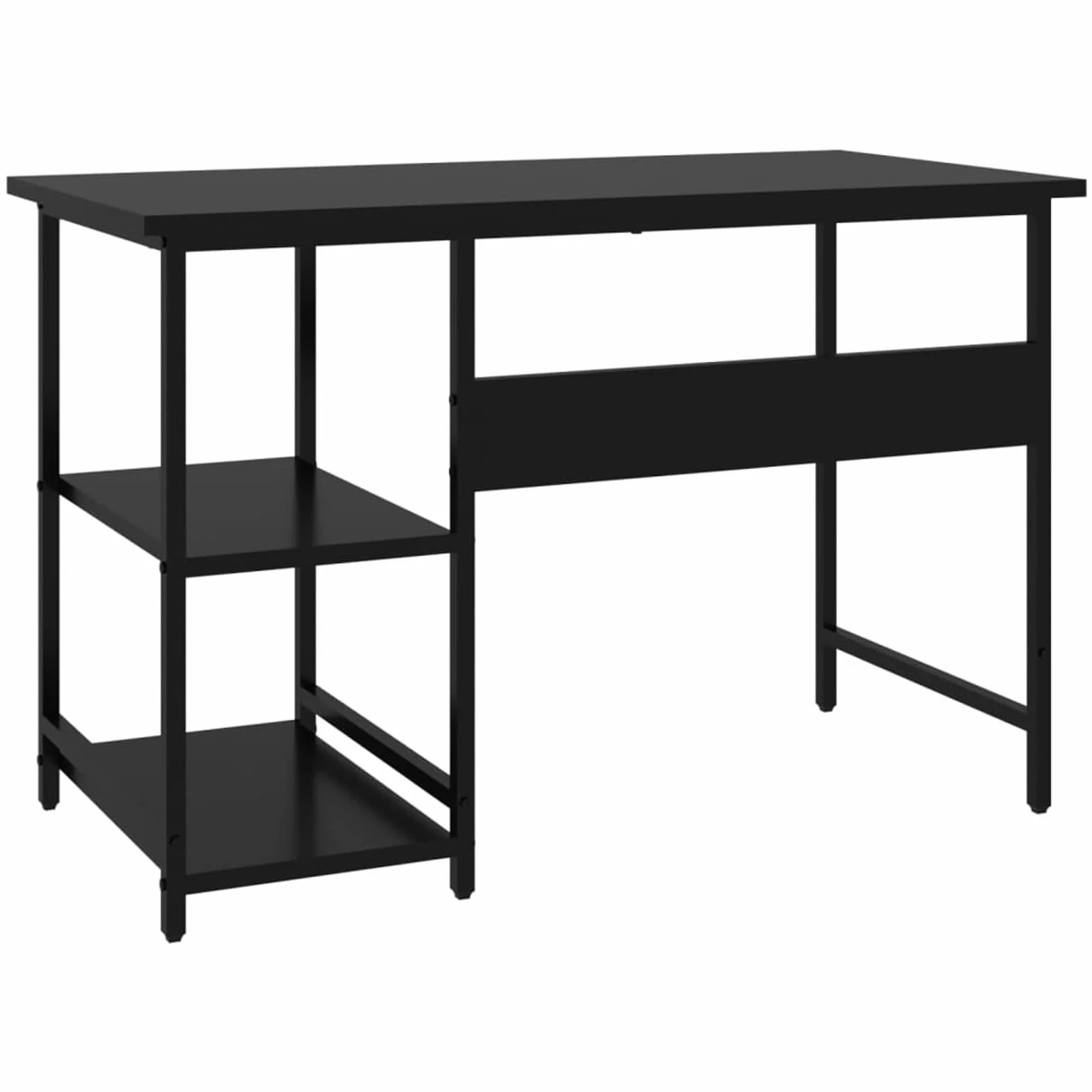 Homgoday Czarne biurko komputerowe 105 x 55 x 72 cm, MDF i metal, meble biurkowe, biurko, biurko komputerowe, biurko zajmujące mało miejsca, stół, biurko, biurko do gier do pokoju dziecięcego