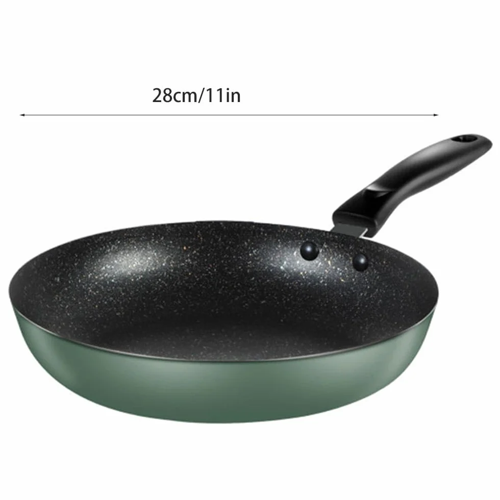 Patelnie Woki i Patelnie do Smażenia, Patelnia z Pokrywką, 10,2 cala, Powłoka Granitowa, Patelnie Do Smażenia Jajek, Zdrowe Naczynia Kuchenne, Patelnia Szefa Kuchni z Uch,One Color 11in