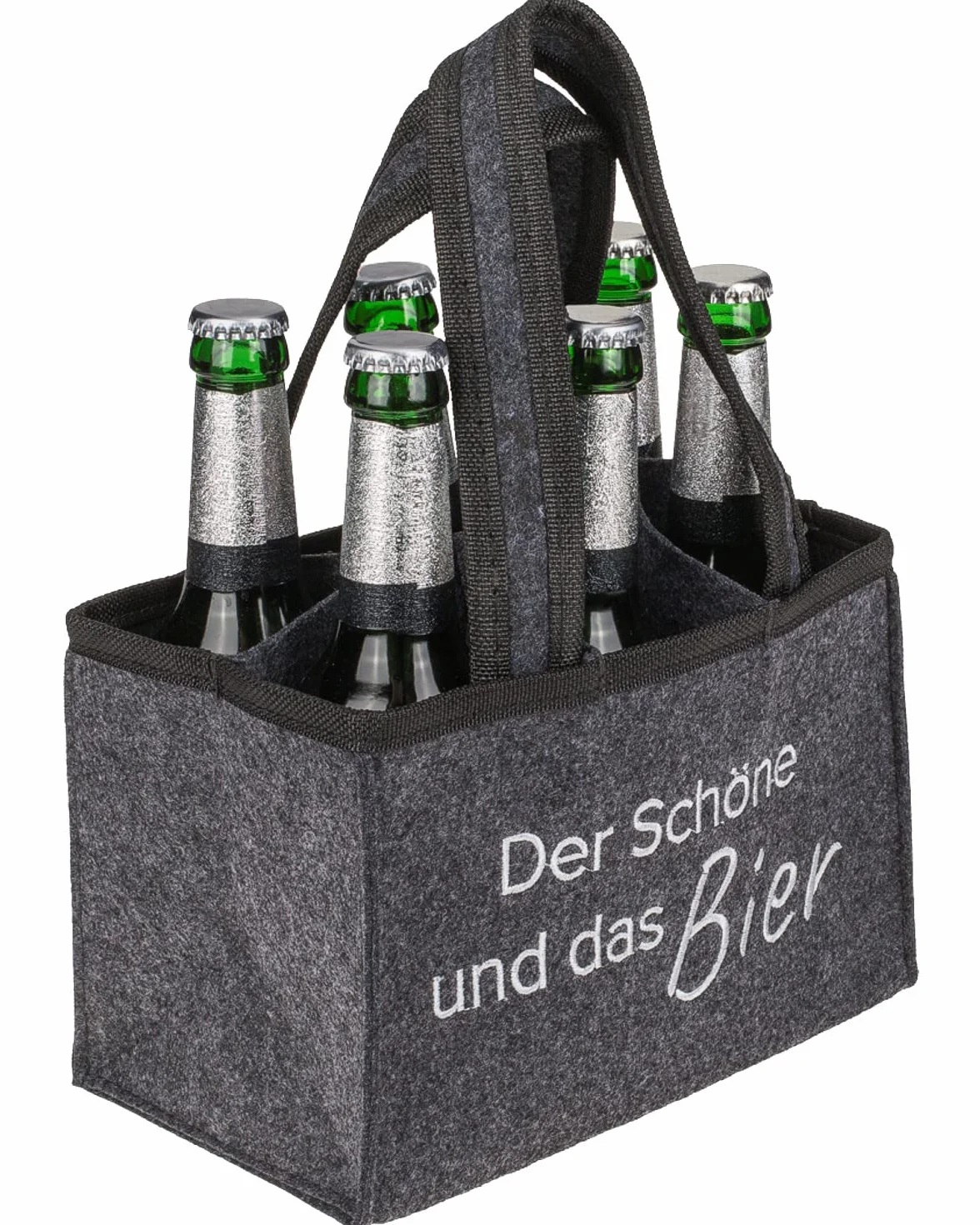 Out of the blue Torba na butelki na piwo, na 6 butelek z napisem "Der Schöne und das Bier", 71/2652, szara, szary, Torba na butelki