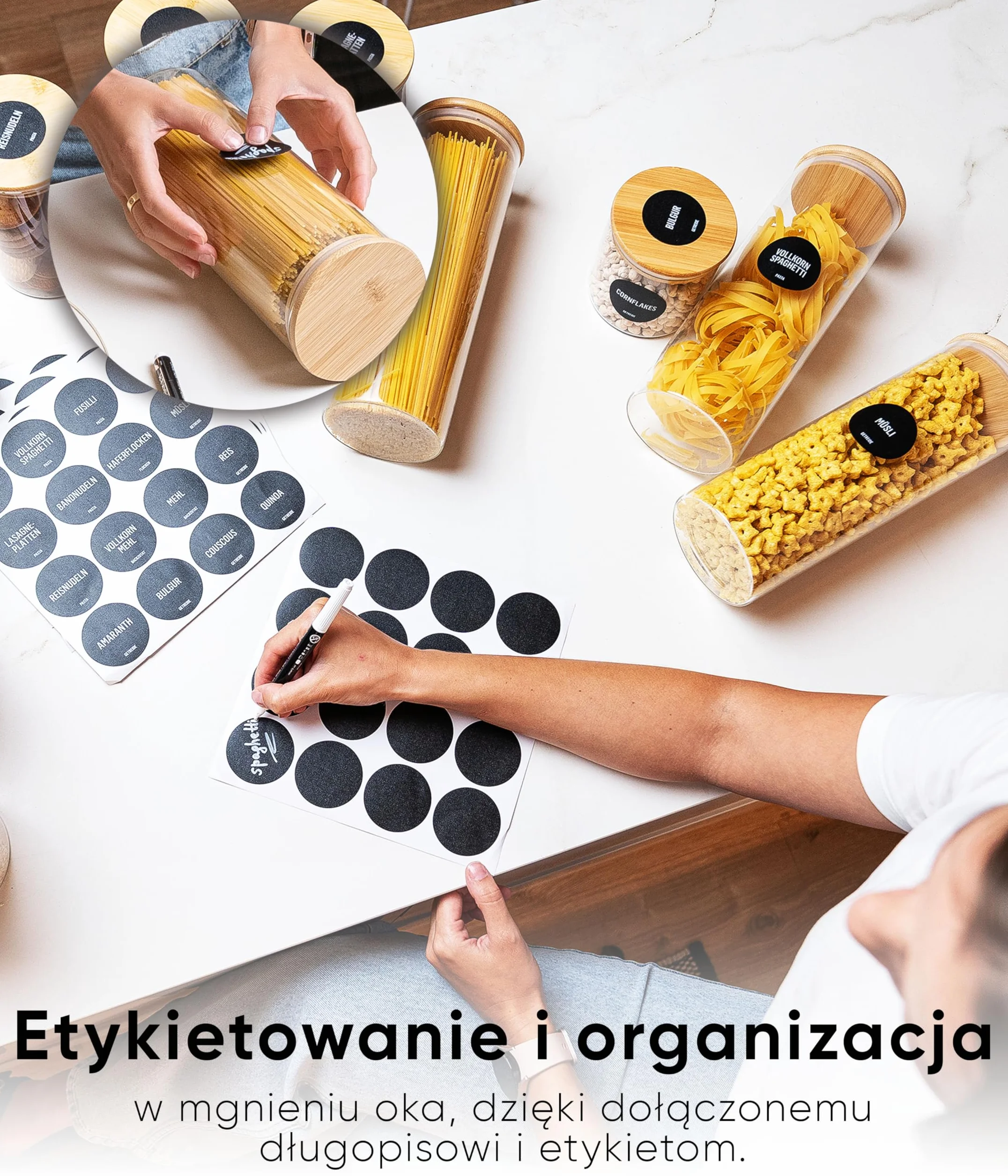 Deco haus® Słoiki do przechowywania z pokrywką, zestaw 3 sztuk do mąkę, szklane pojemniki na zapasy, do przechowywania kuchni, słoiki, szklany pojemnik 3x1950ml