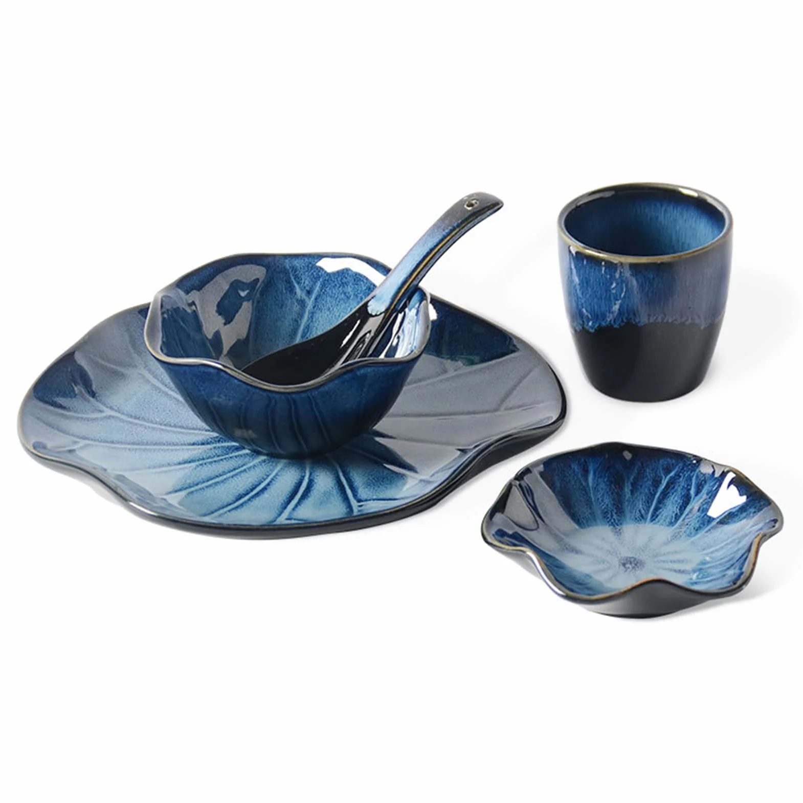 Porcelanowy zestaw obiadowy, serwis na 4/6/8, zestaw naczyń obiadowych w stylu japońskim Zastawa stołowa, zestaw naczyń obiadowych, zestawy naczyń ceramicznych - talerze obiadowe, miski na płatki