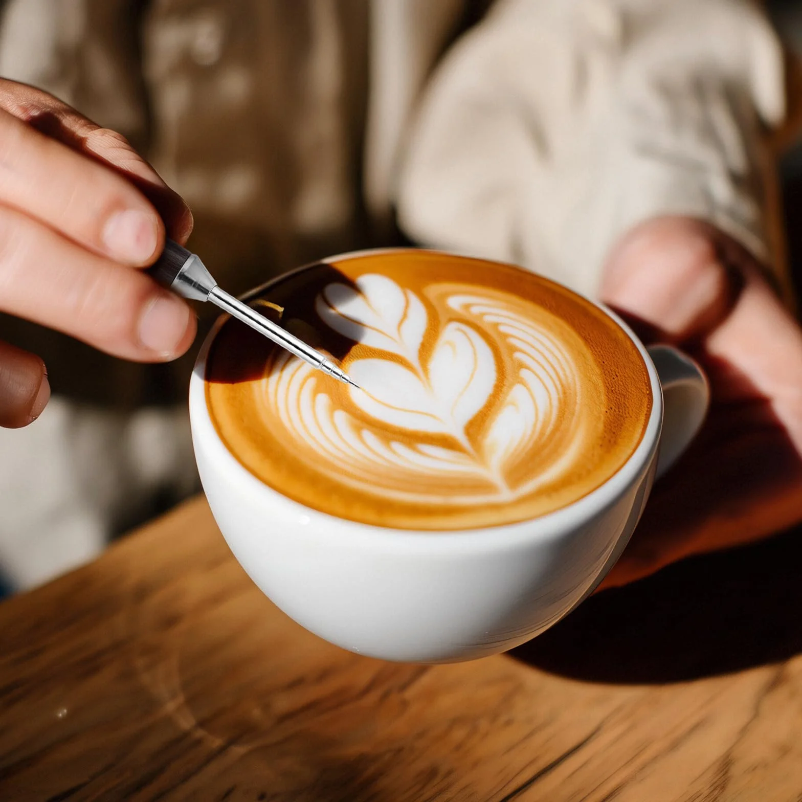Pióro latte Art, pióro ze stali nierdzewnej, cynamonowe pióro do kawiarni, baristy, akcesoria do tworzenia espresso, akcesoria do ustawień parzenia w domu, kawiarni, latte cappuccino macchiato, 1 szt