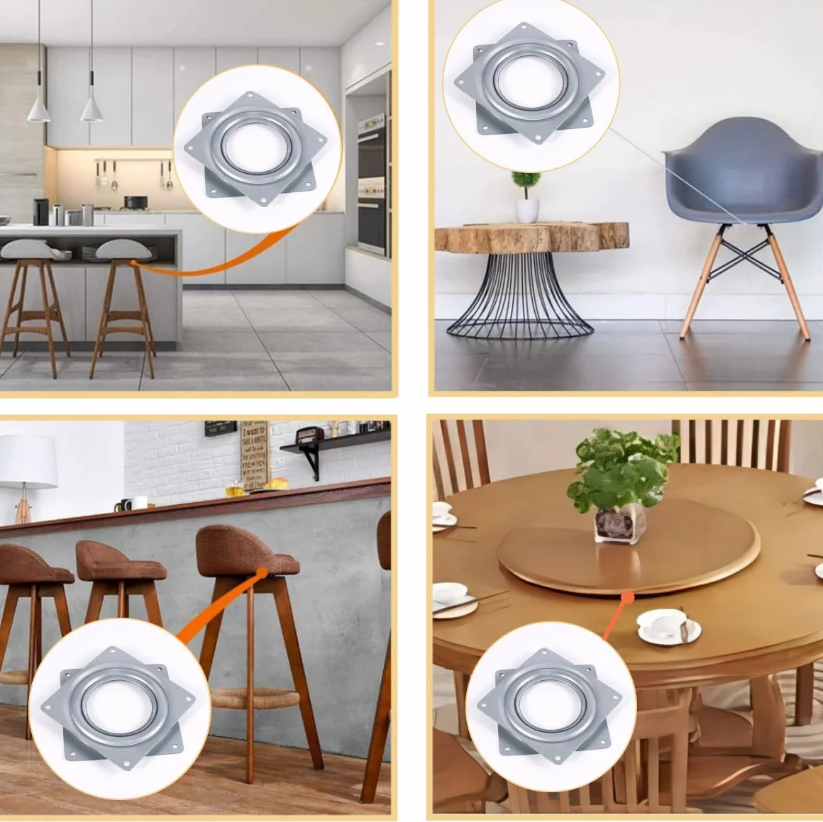 4 Zoll Platz Lazy Susan Turntable Bearings Galvanized Steel Rotating Bearing Schwenkplatte für TV Rack Computer Monitor Plattenspieler