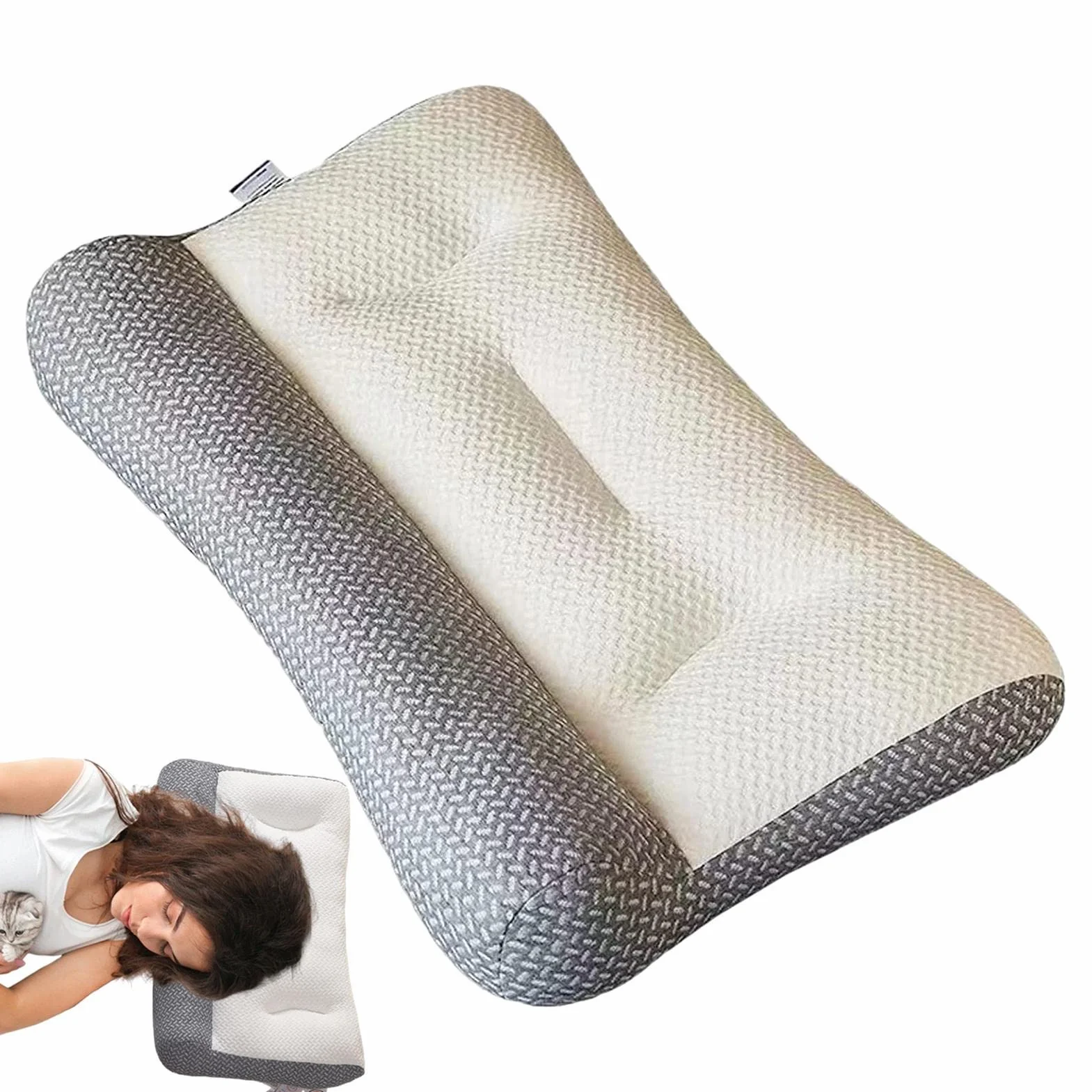 Ergonomiczna poduszka pod kark, ortopedyczna poduszka do spania, szyjna, zdejmowana poduszka podpierająca głowę i kark, dla osób śpiących na boku, plecach, brzuchu